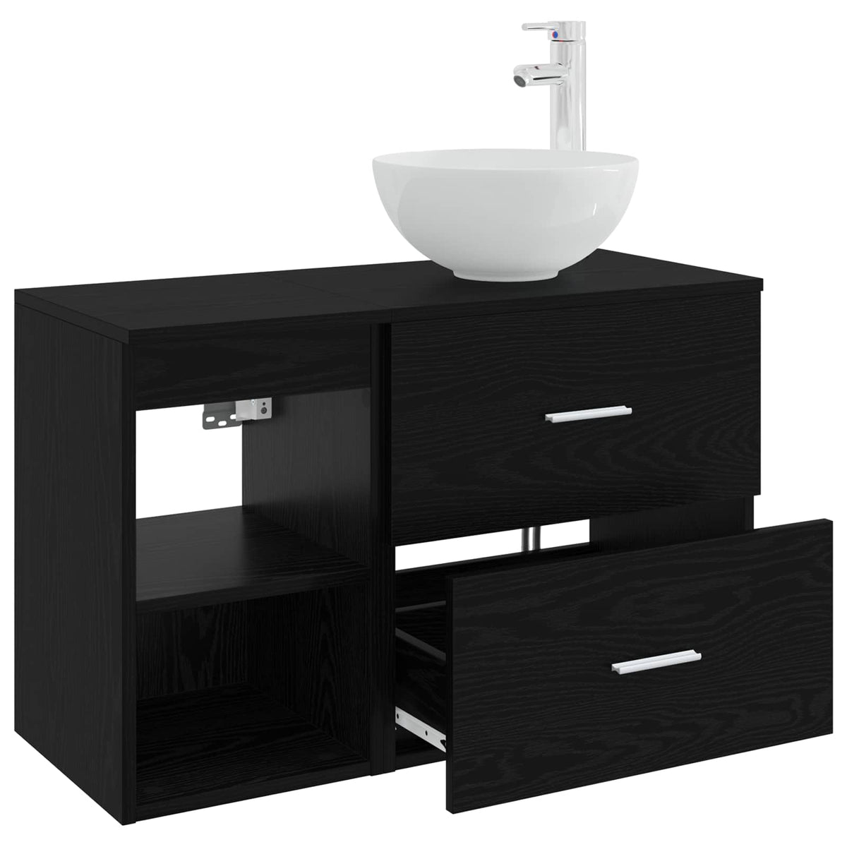 Set namještaja za kupaonicu 2 kom. Crni hrast Konstruirano drvo Crna 49,5 x 35 x 80 cm