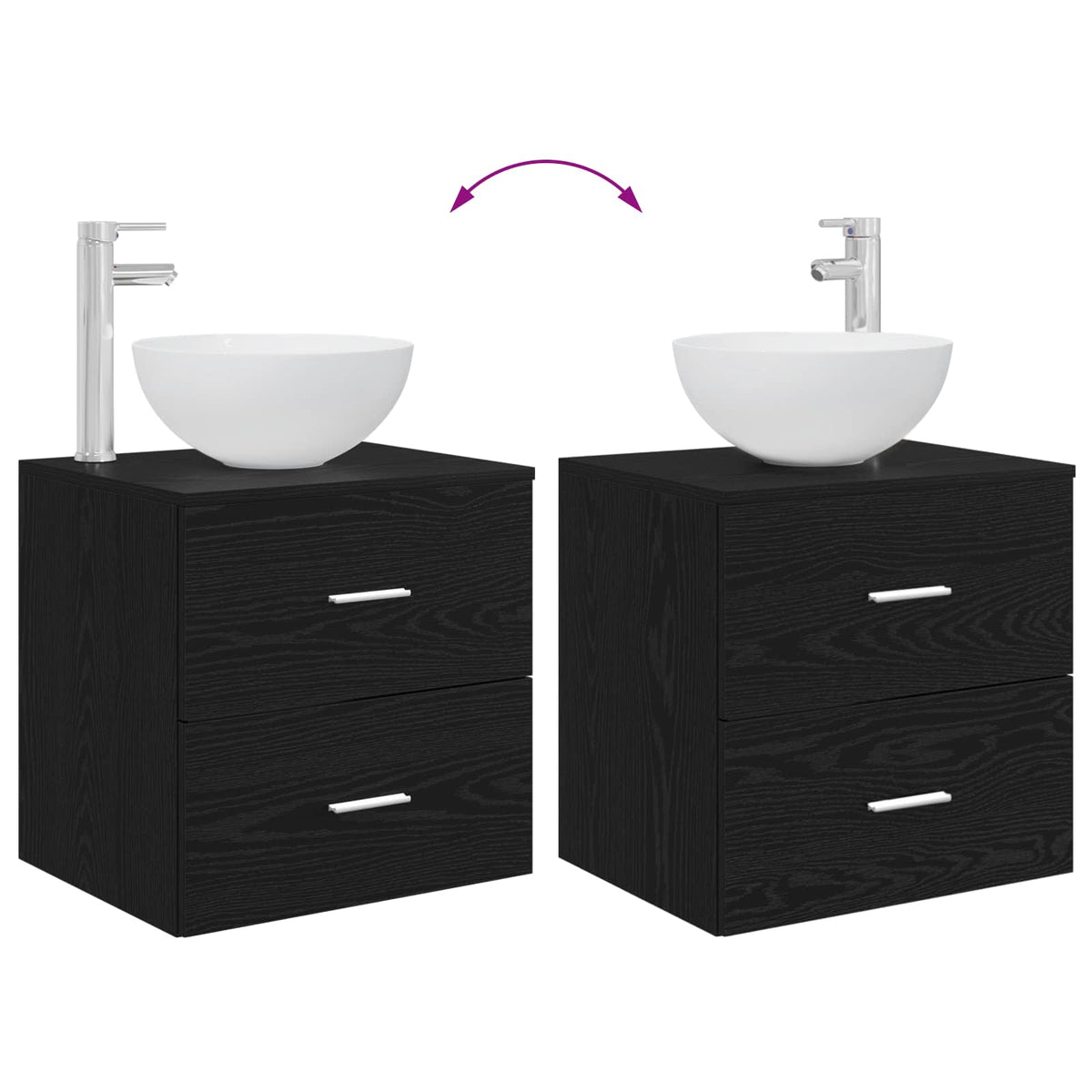 Set namještaja za kupaonicu 2 kom. Crni hrast Konstruirano drvo Crna 49,5 x 35 x 80 cm