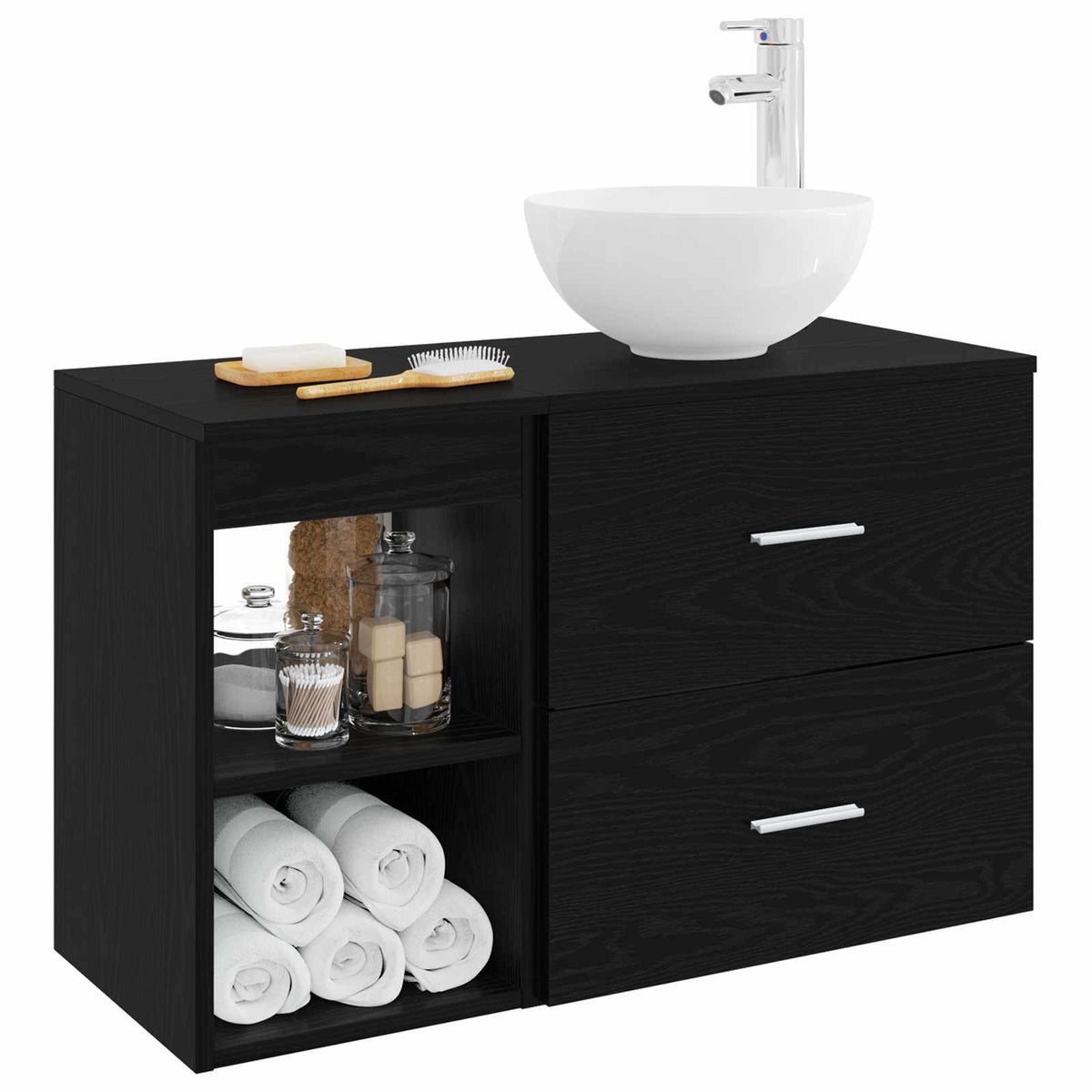 Set namještaja za kupaonicu 2 kom. Crni hrast Konstruirano drvo Crna 49,5 x 35 x 80 cm