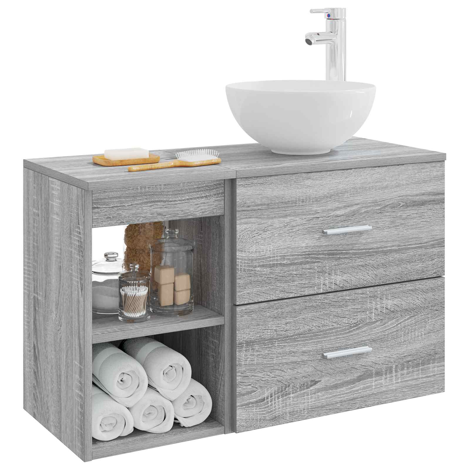Set namještaja za kupaonicu 2 pcs Siva Sonoma Konstruirano drvo