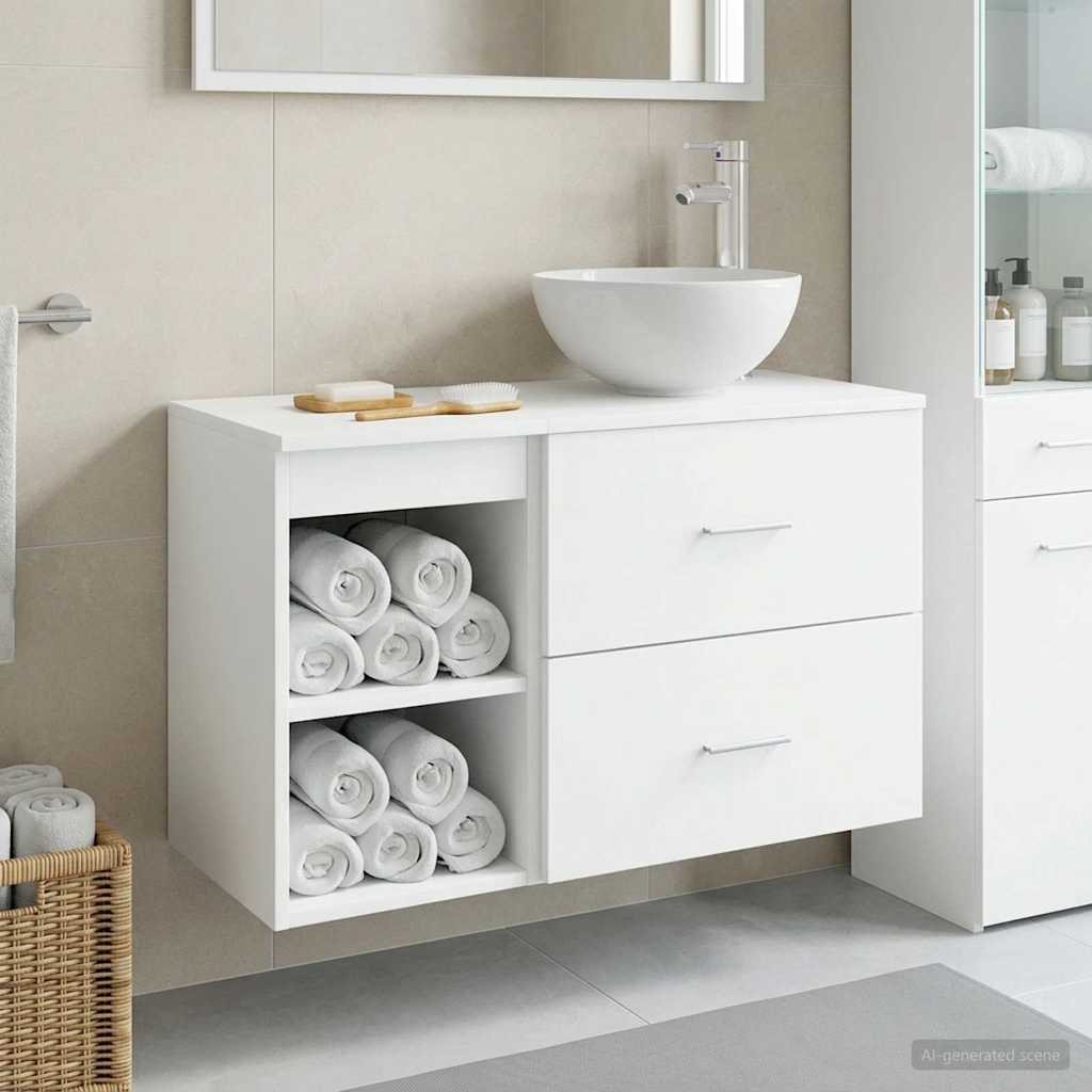 Set namještaja za kupaonicu 2 pcs Bijela Konstruirano drvo