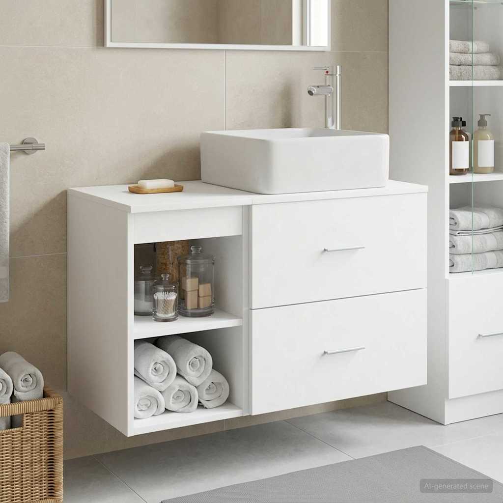 Set namještaja za kupaonicu 2 pcs Bijela Konstruirano drvo