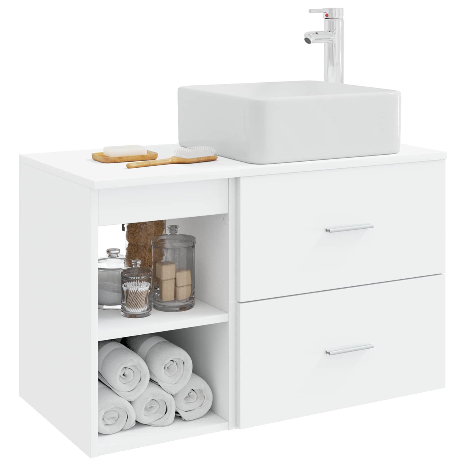 Set namještaja za kupaonicu 2 pcs Bijela Konstruirano drvo