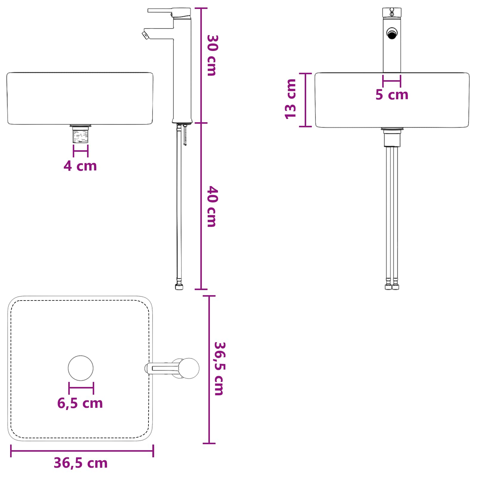 Set namještaja za kupaonicu 2 pcs Bijela Konstruirano drvo
