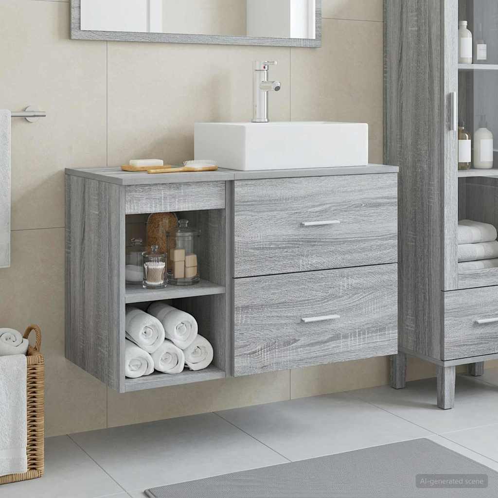 Set namještaja za kupaonicu 2 pcs Siva Sonoma Konstruirano drvo