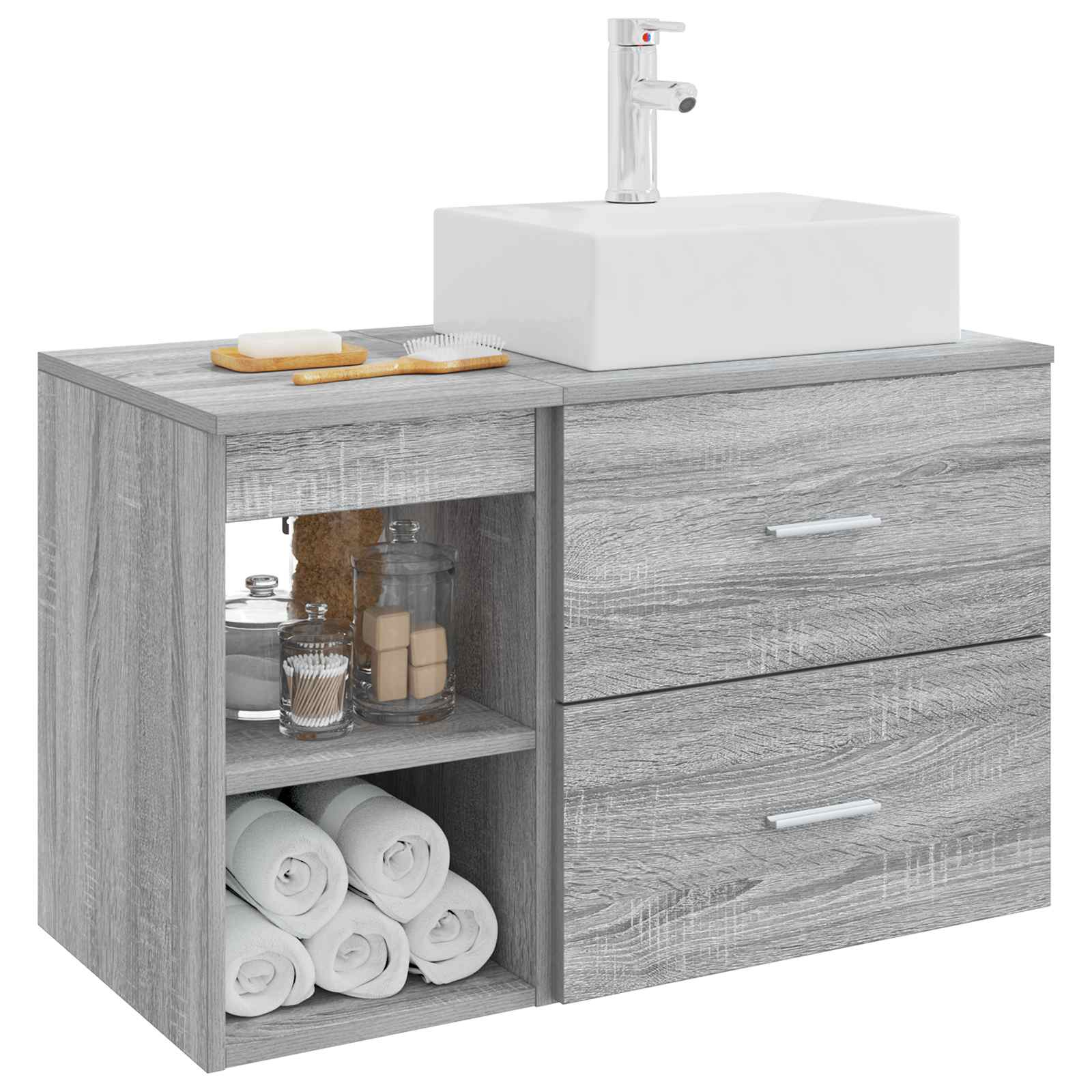 Set namještaja za kupaonicu 2 pcs Siva Sonoma Konstruirano drvo