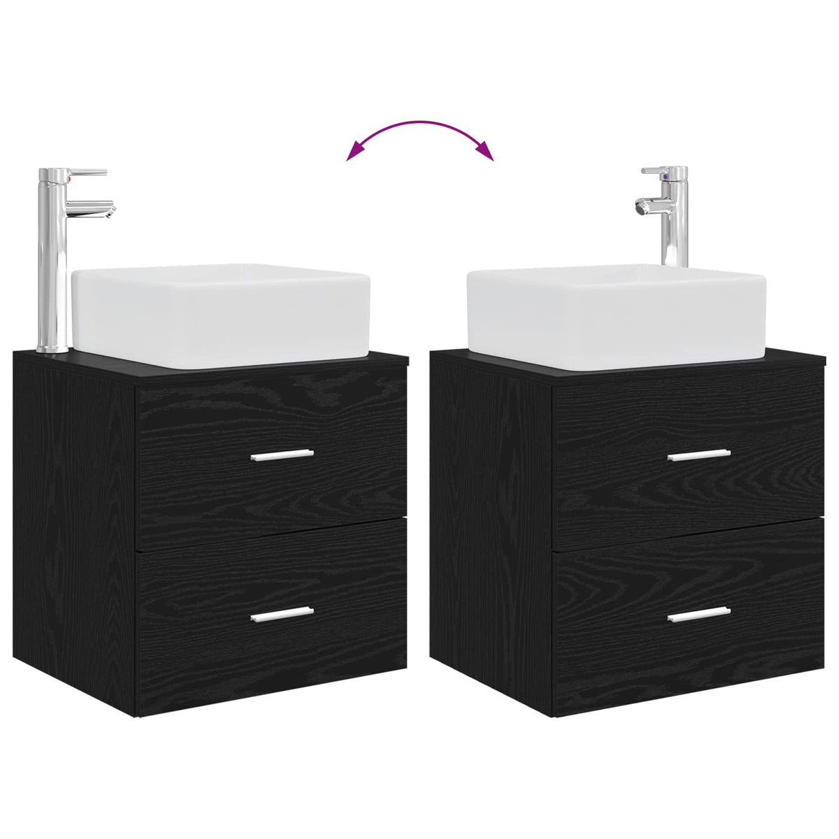 Set namještaja za kupaonicu 2 kom. Crni hrast Konstruirano drvo Crna 53 x 35 x 80 cm