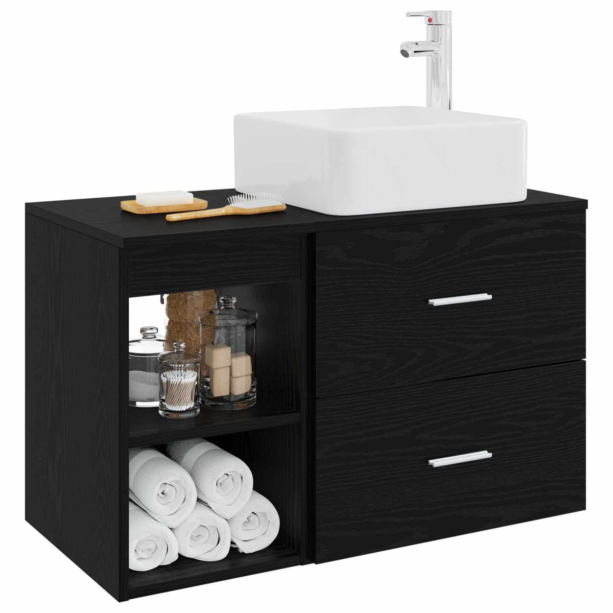 Set namještaja za kupaonicu 2 kom. Crni hrast Konstruirano drvo Crna 53 x 35 x 80 cm