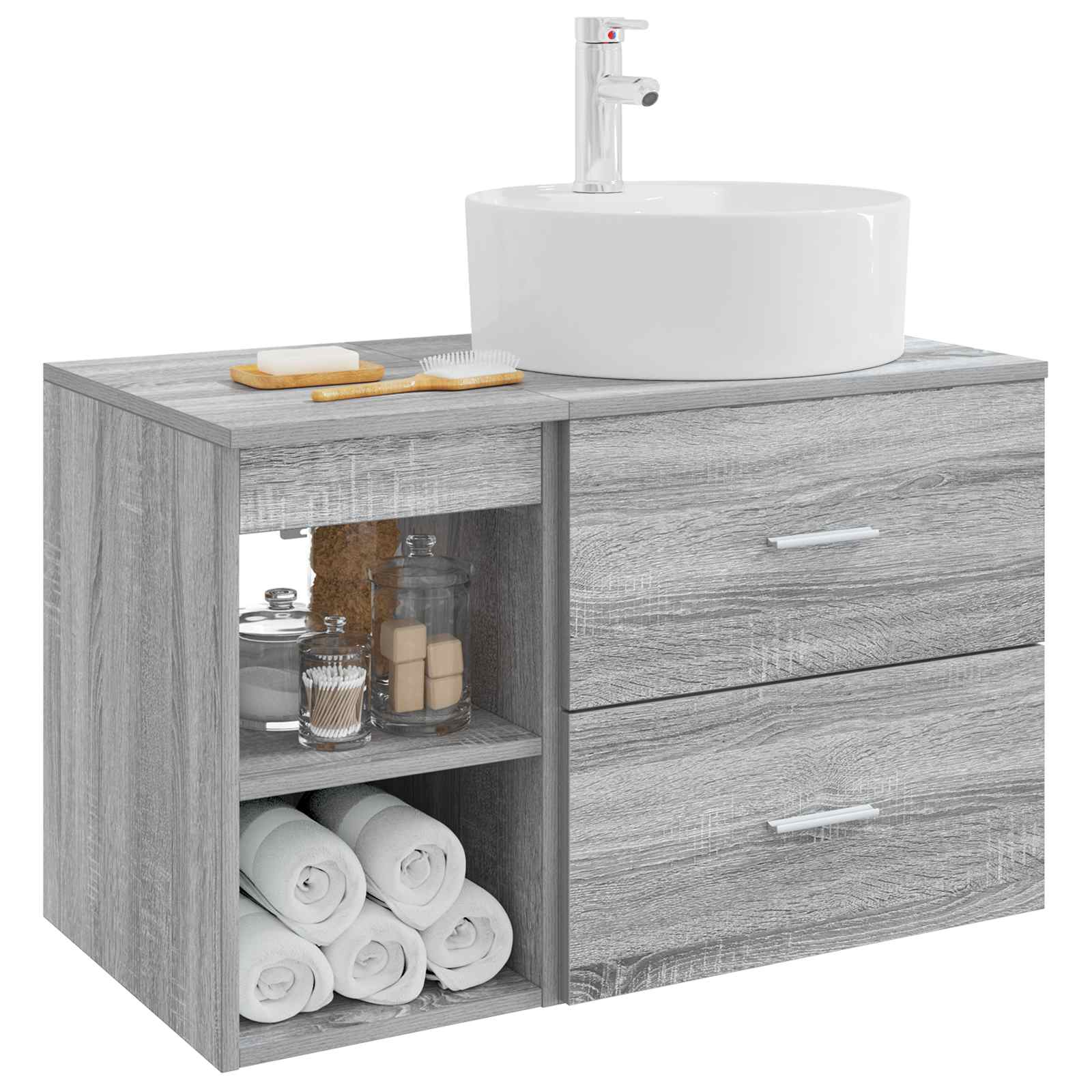 Set namještaja za kupaonicu 2 pcs Siva Sonoma Konstruirano drvo