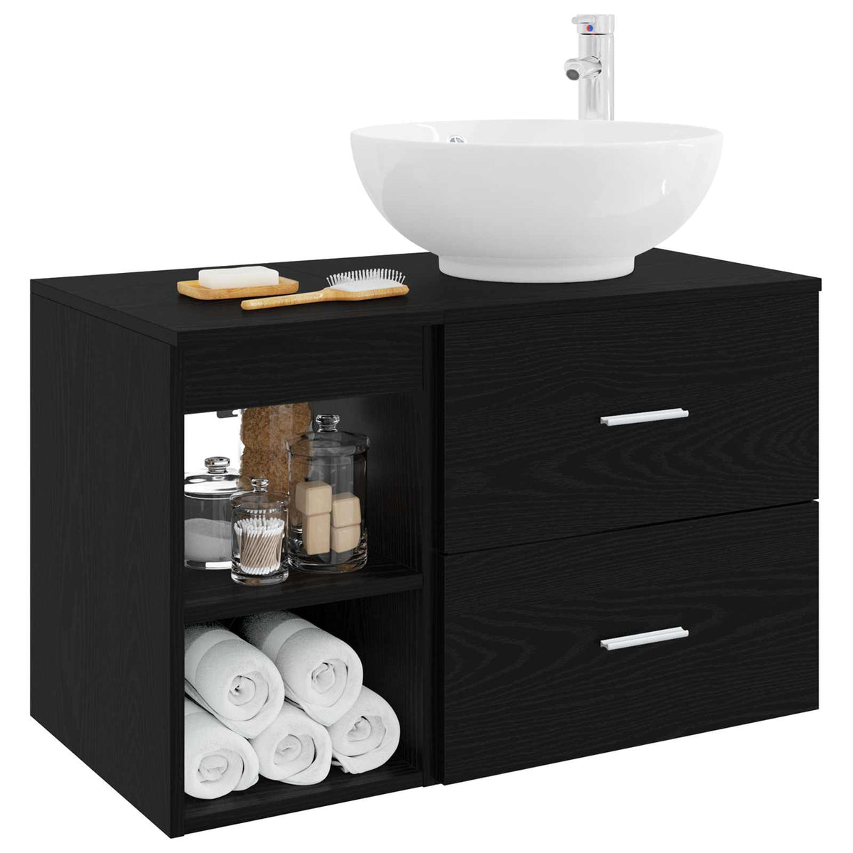 Set namještaja za kupaonicu 2 kom. Crni hrast Konstruirano drvo Crna 49,5 x 44,5 x 80 cm