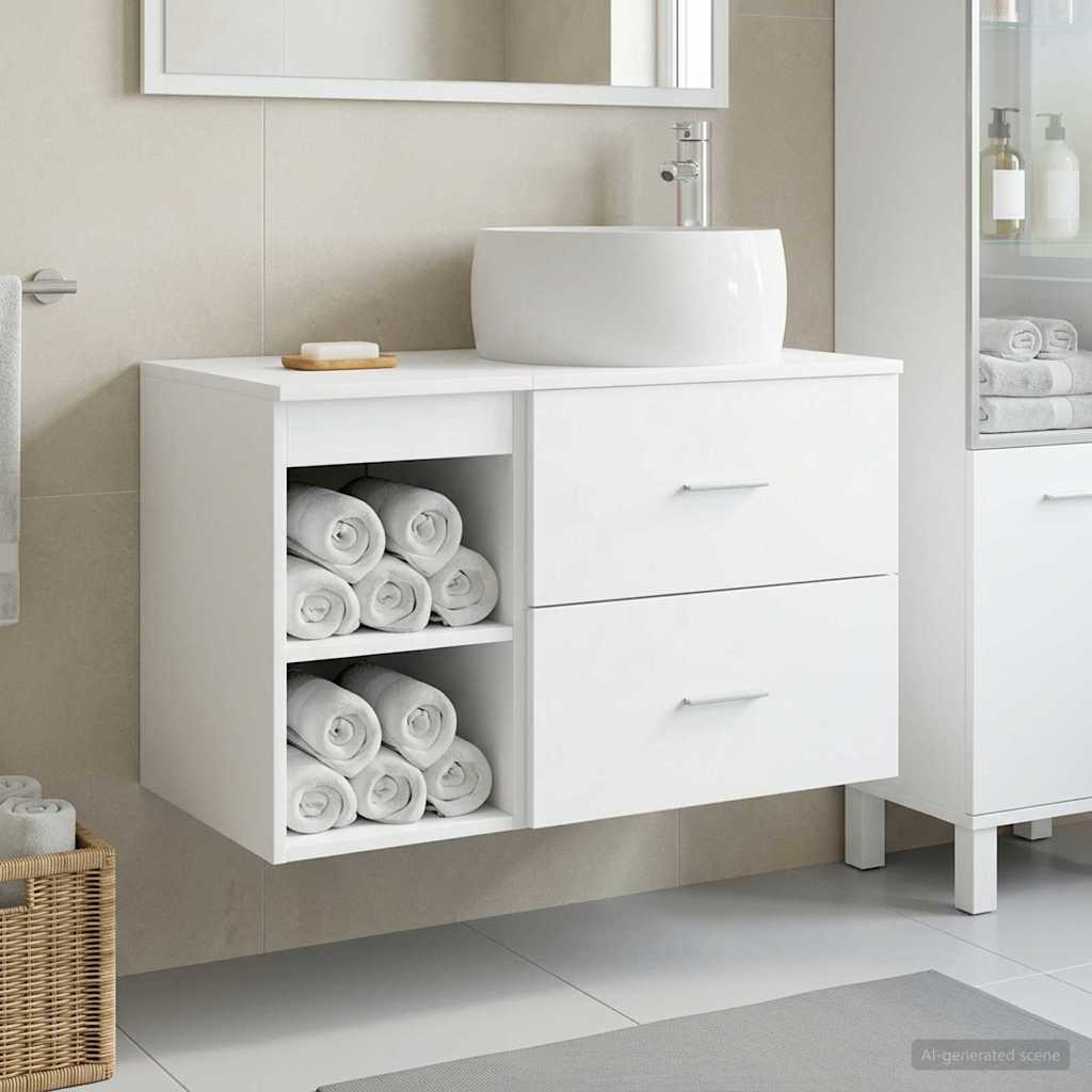 Set namještaja za kupaonicu 2 pcs Bijela Konstruirano drvo