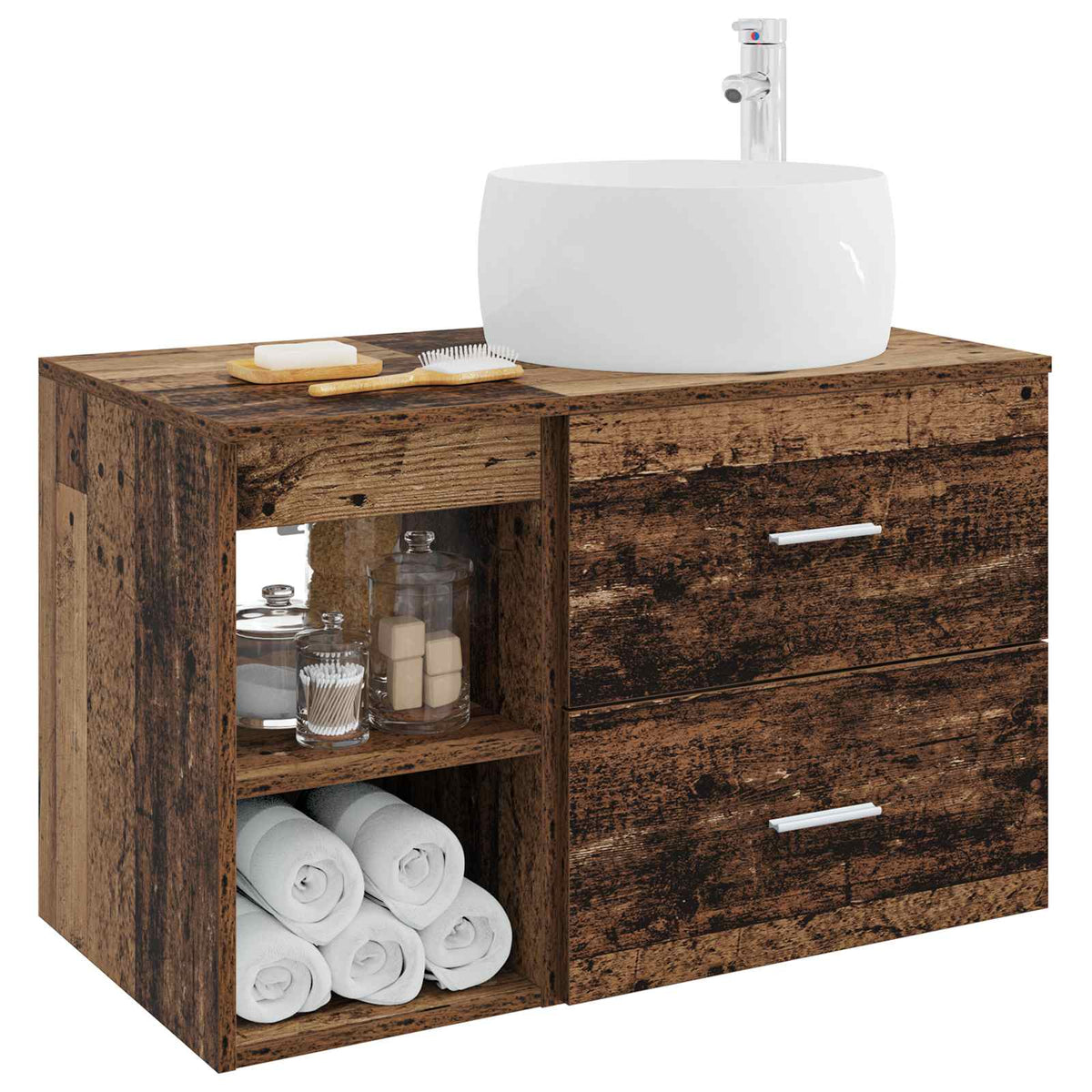 Set namještaja za kupaonicu 2 kom. Staro drvo Konstruirano drvo Smeđa 49,5 x 44,5 x 80 cm