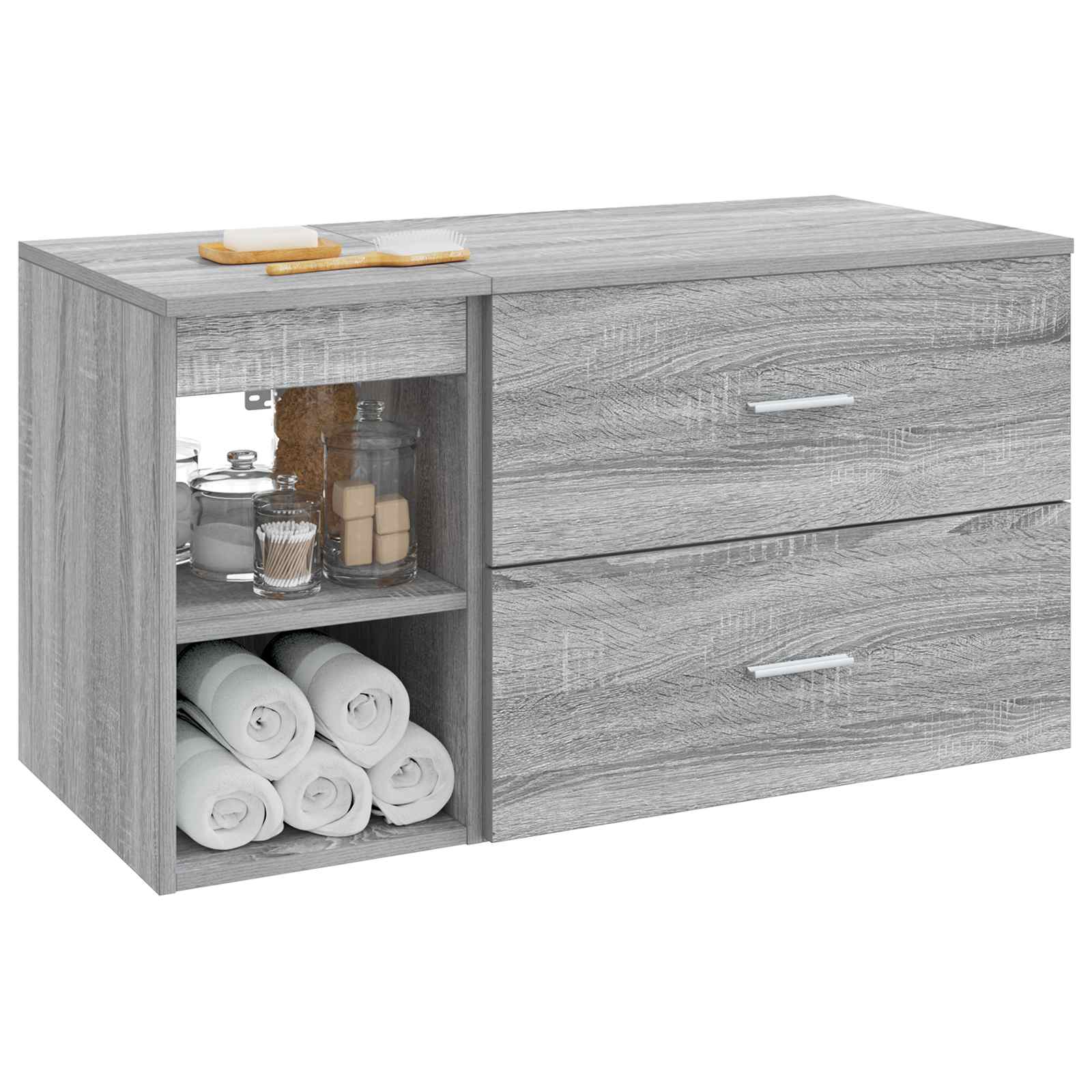 Set namještaja za kupaonicu 2 pcs Siva Sonoma Konstruirano drvo