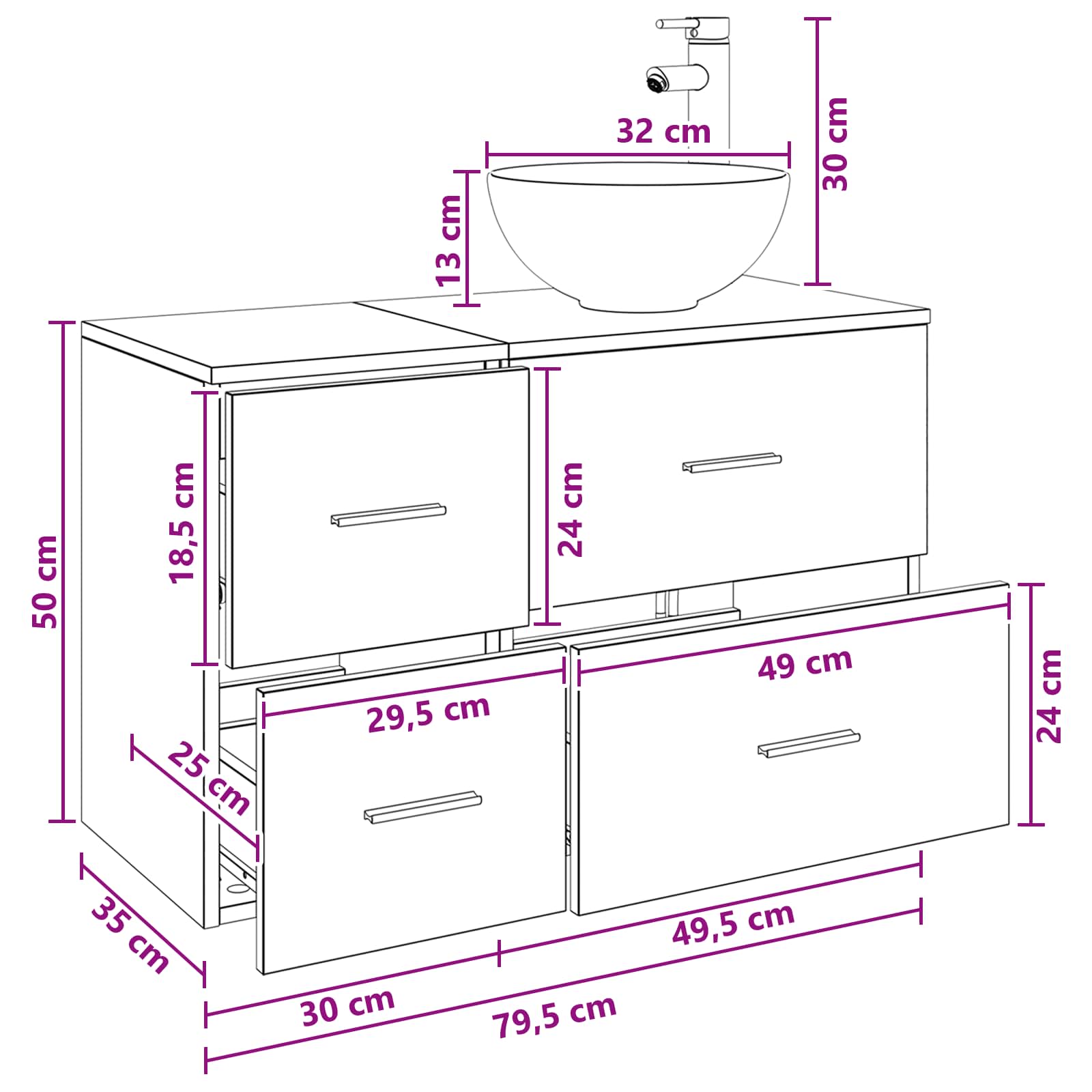 Set namještaja za kupaonicu 2 pcs Hrast sonoma
