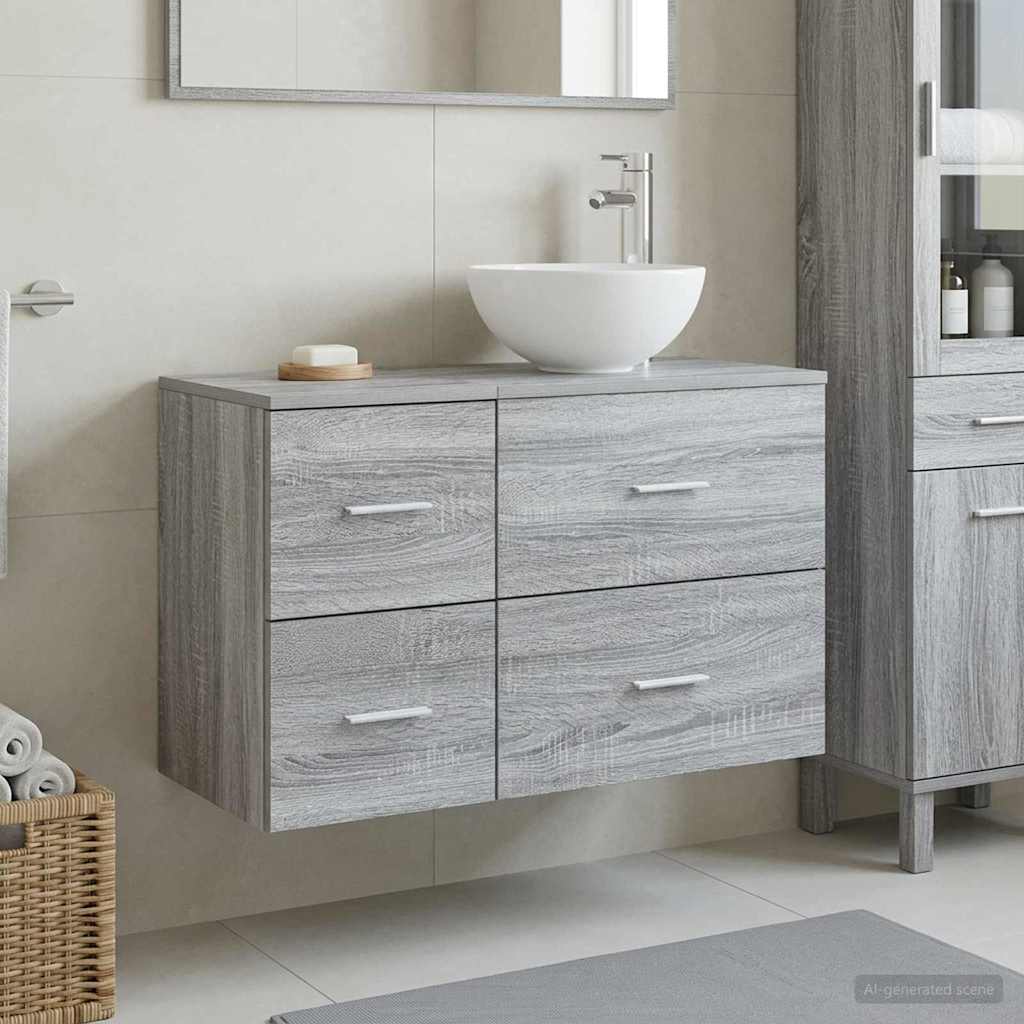 Set namještaja za kupaonicu 2 pcs Siva Sonoma Konstruirano drvo