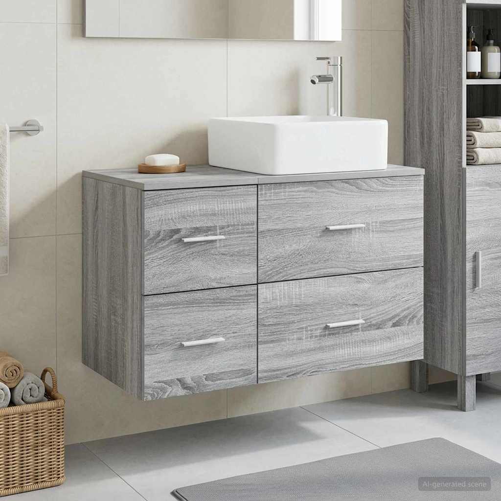 Set namještaja za kupaonicu 2 pcs Siva Sonoma Konstruirano drvo