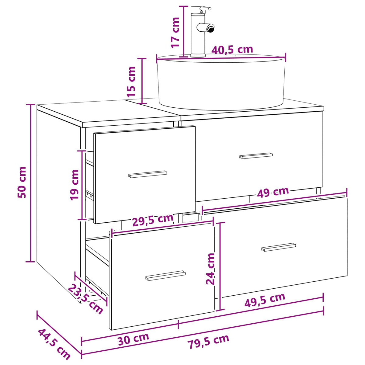 Set namještaja za kupaonicu 2 kom. Dimljeni hrast Smeđa 49,5 x 44,5 x 76 cm