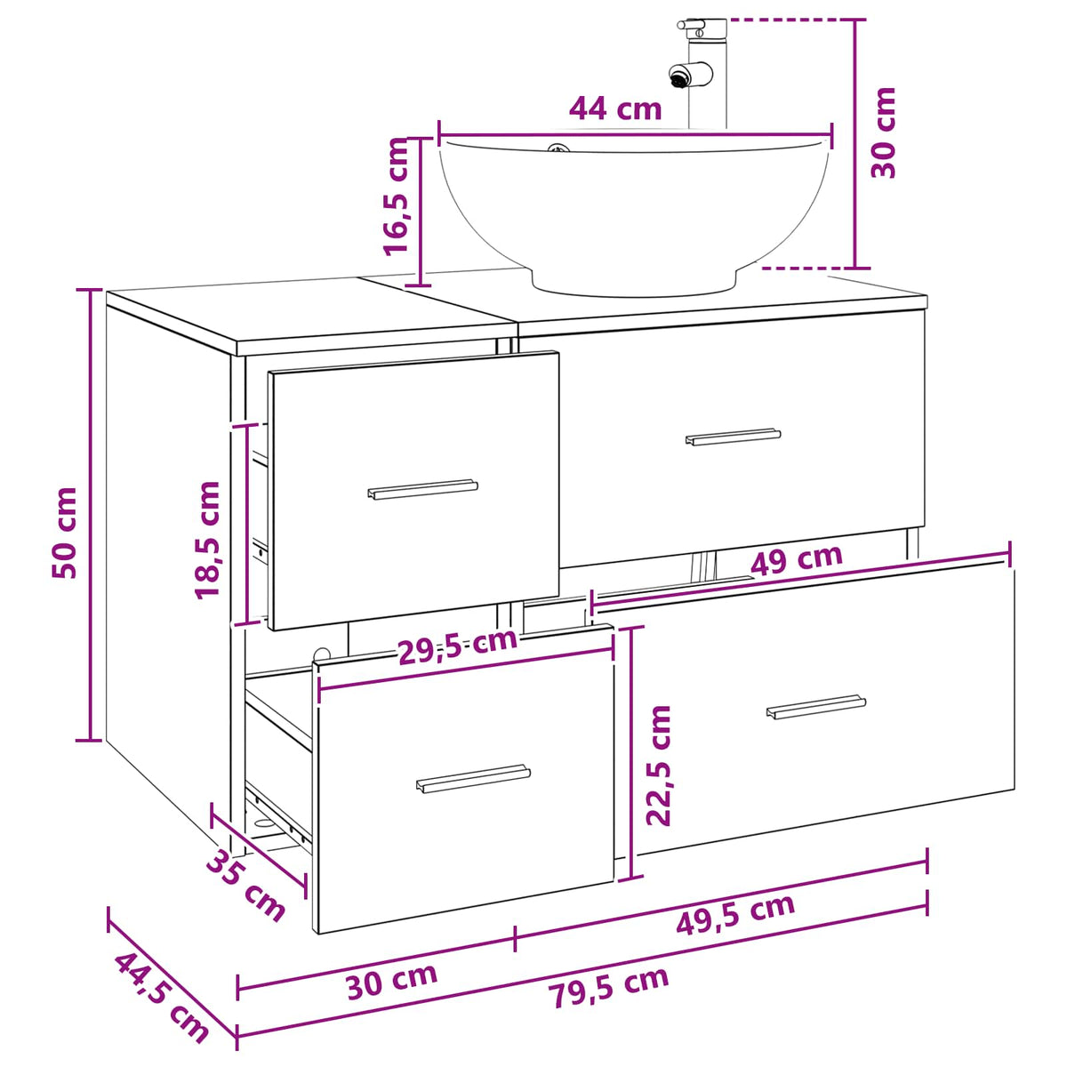 Set namještaja za kupaonicu 2 kom. Crni hrast Konstruirano drvo Crna 49,5 x 44,5 x 80 cm