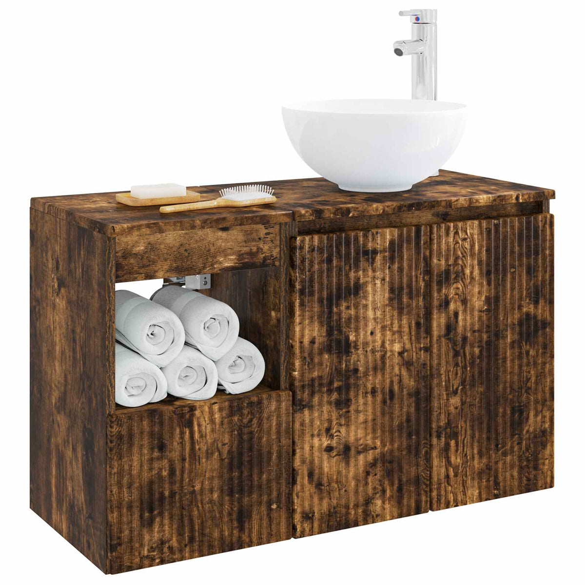Set namještaja za kupaonicu 2 kom. Dimljeni hrast Smeđa 49.5 x 41 x 80 cm