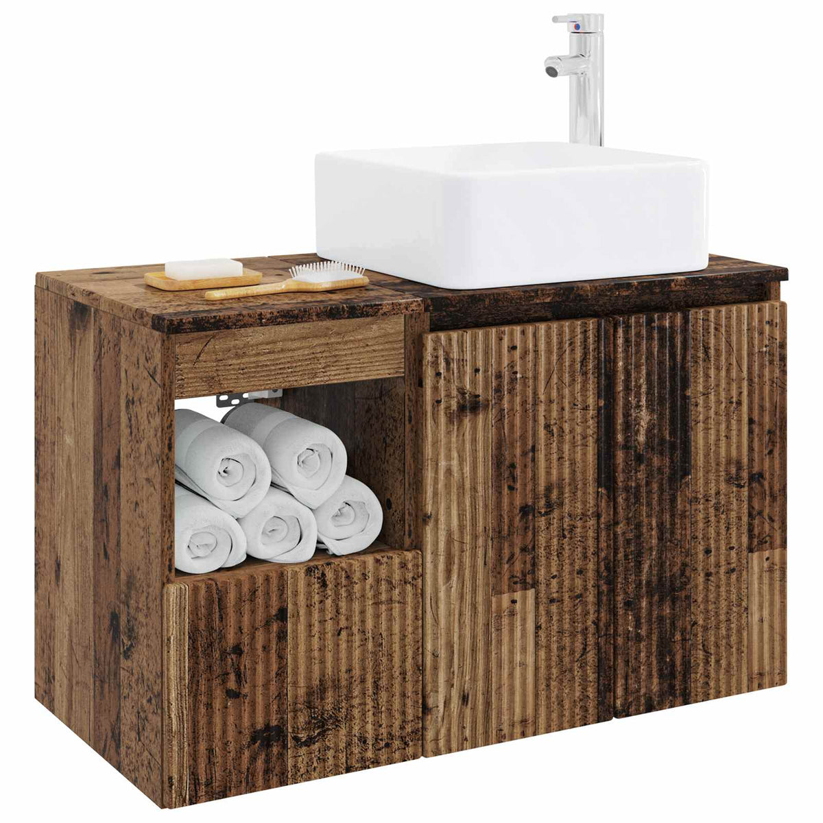 Set namještaja za kupaonicu 2 kom. Staro drvo Konstruirano drvo Smeđa 53 x 35 x 80 cm