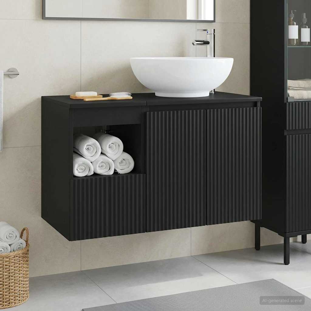Set namještaja za kupaonicu 2 kom. Crna Konstruirano drvo 49,5 x 44,5 x 80 cm