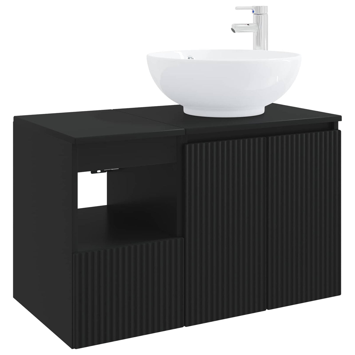 Set namještaja za kupaonicu 2 kom. Crna Konstruirano drvo 49,5 x 44,5 x 80 cm