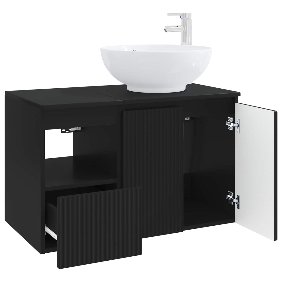 Set namještaja za kupaonicu 2 kom. Crna Konstruirano drvo 49,5 x 44,5 x 80 cm