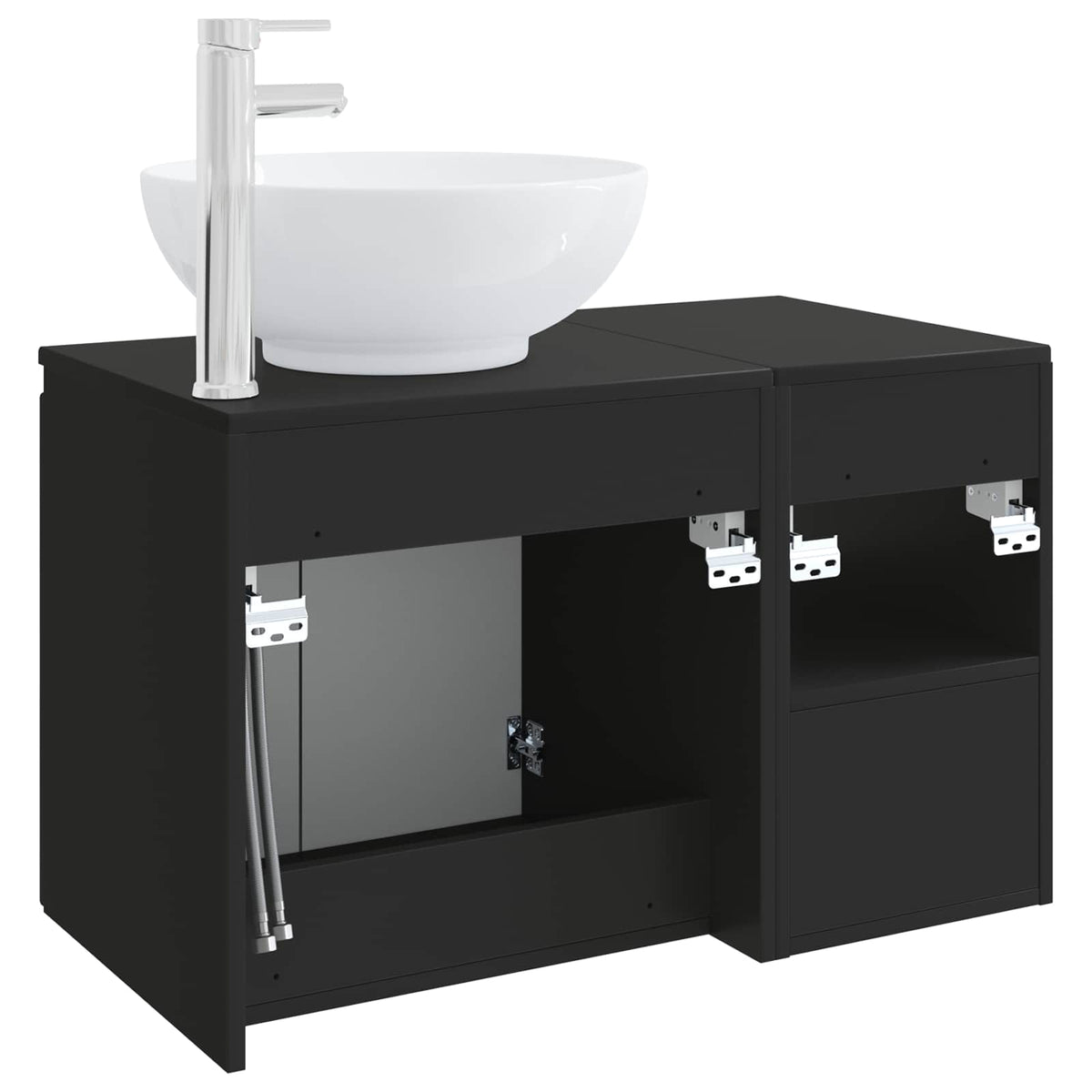 Set namještaja za kupaonicu 2 kom. Crna Konstruirano drvo 49,5 x 44,5 x 80 cm
