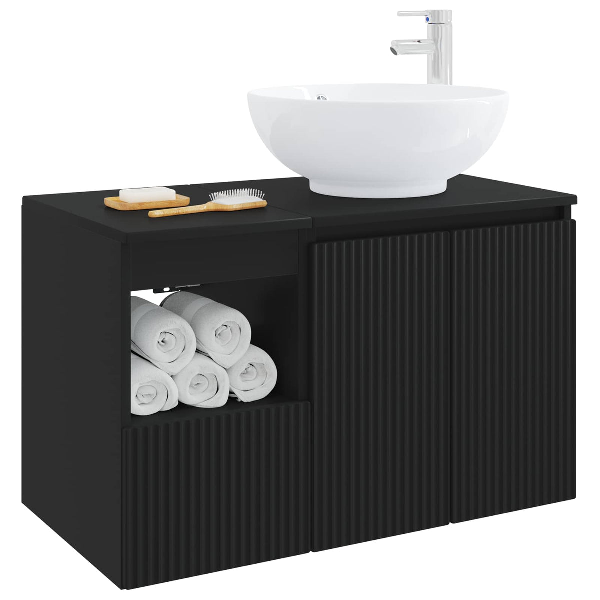 Set namještaja za kupaonicu 2 kom. Crna Konstruirano drvo 49,5 x 44,5 x 80 cm