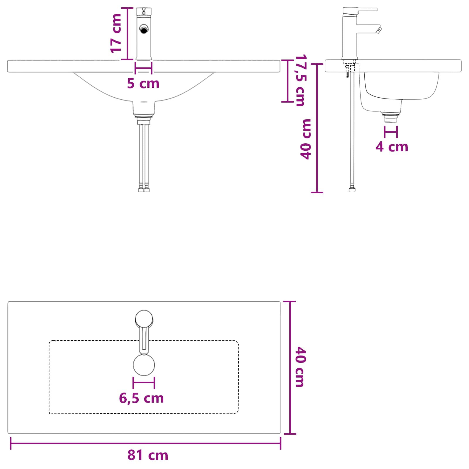 Set namještaja za kupaonicu Crna 78,5 x 37,5 x 81 cm