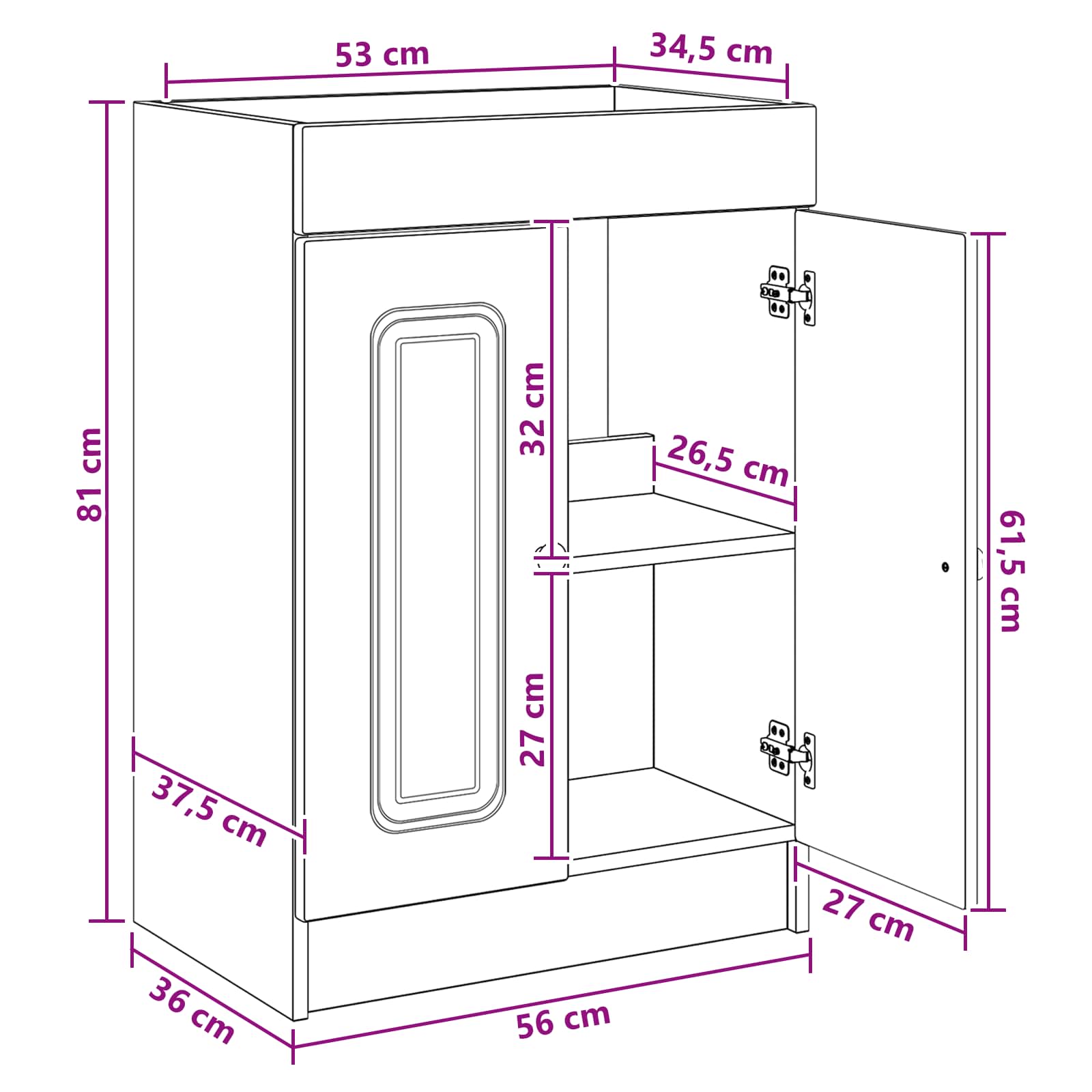 Set namještaja za kupaonicu Staro drvo 56 x 37,5 x 81 cm
