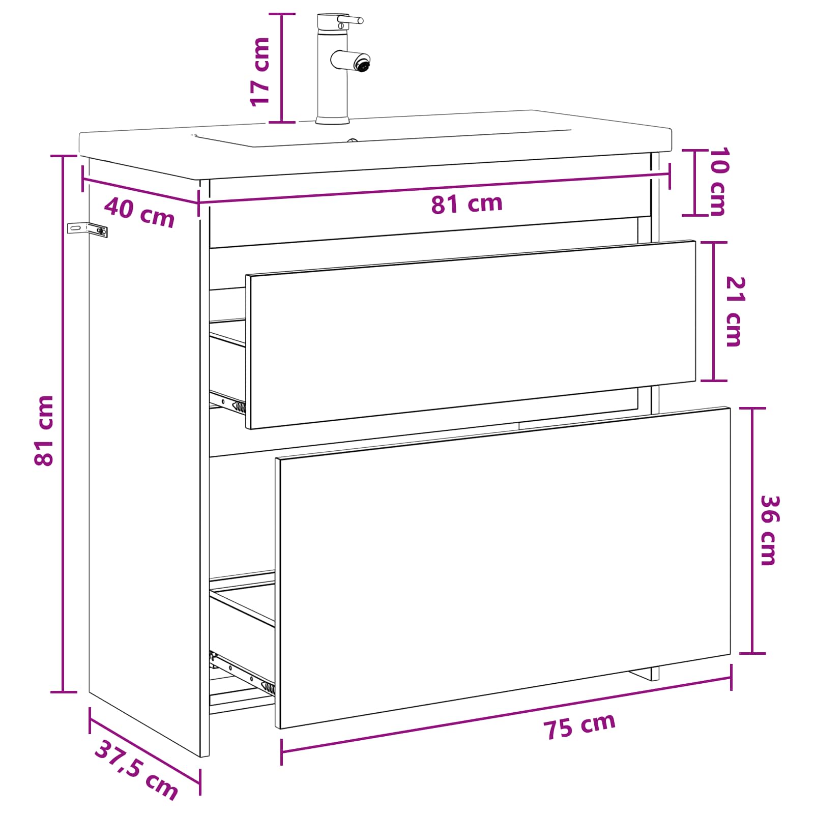 Set namještaja za kupaonicu Betonska siva 81 x 40 x 84,5 cm