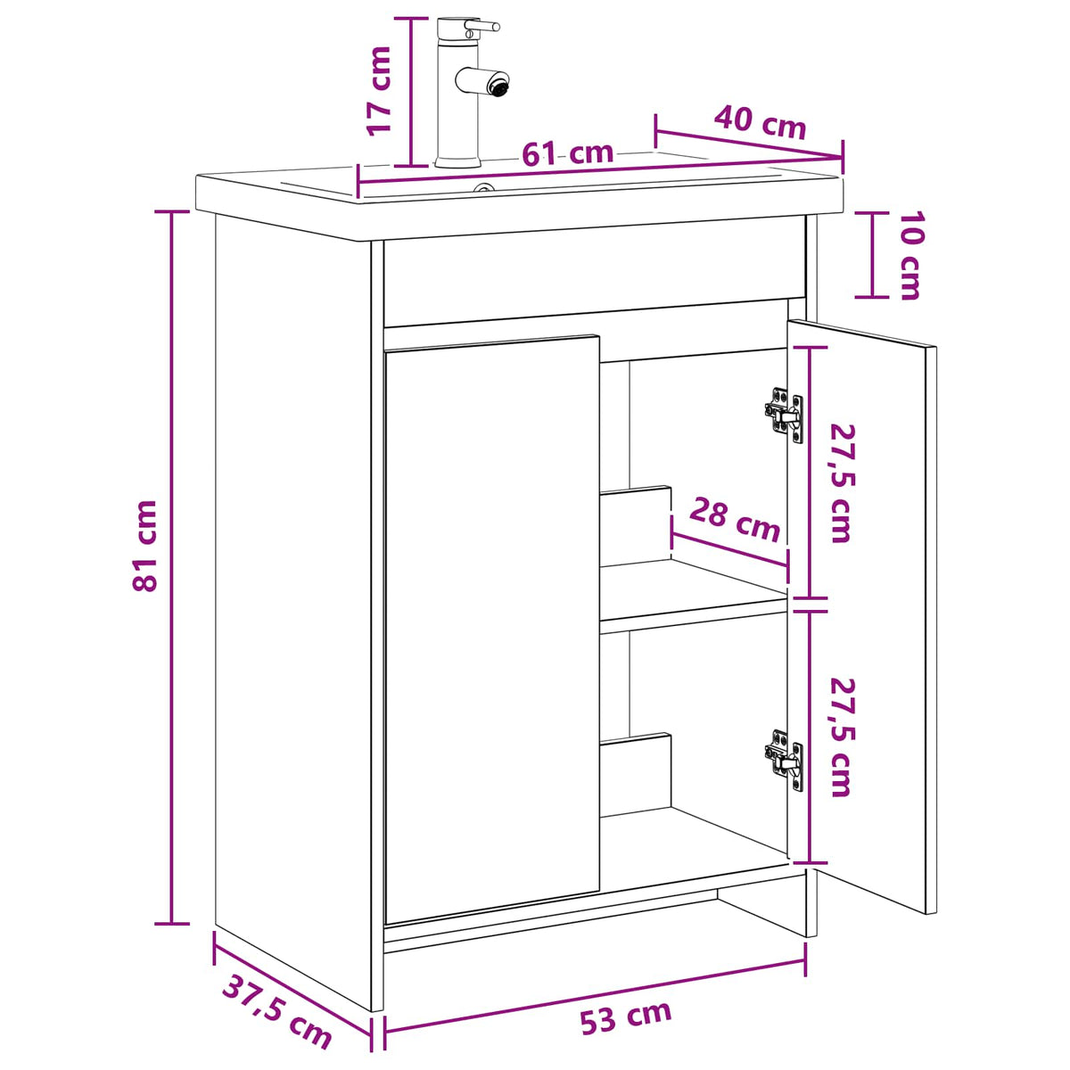 Set namještaja za kupaonicu Bijela 61 x 40 x 84,5 cm