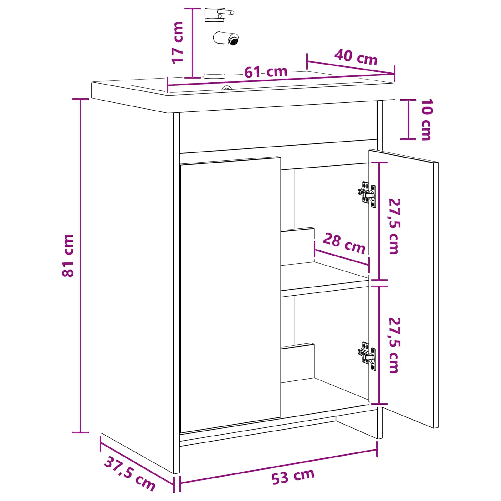 Set namještaja za kupaonicu Bijela 61 x 40 x 84,5 cm