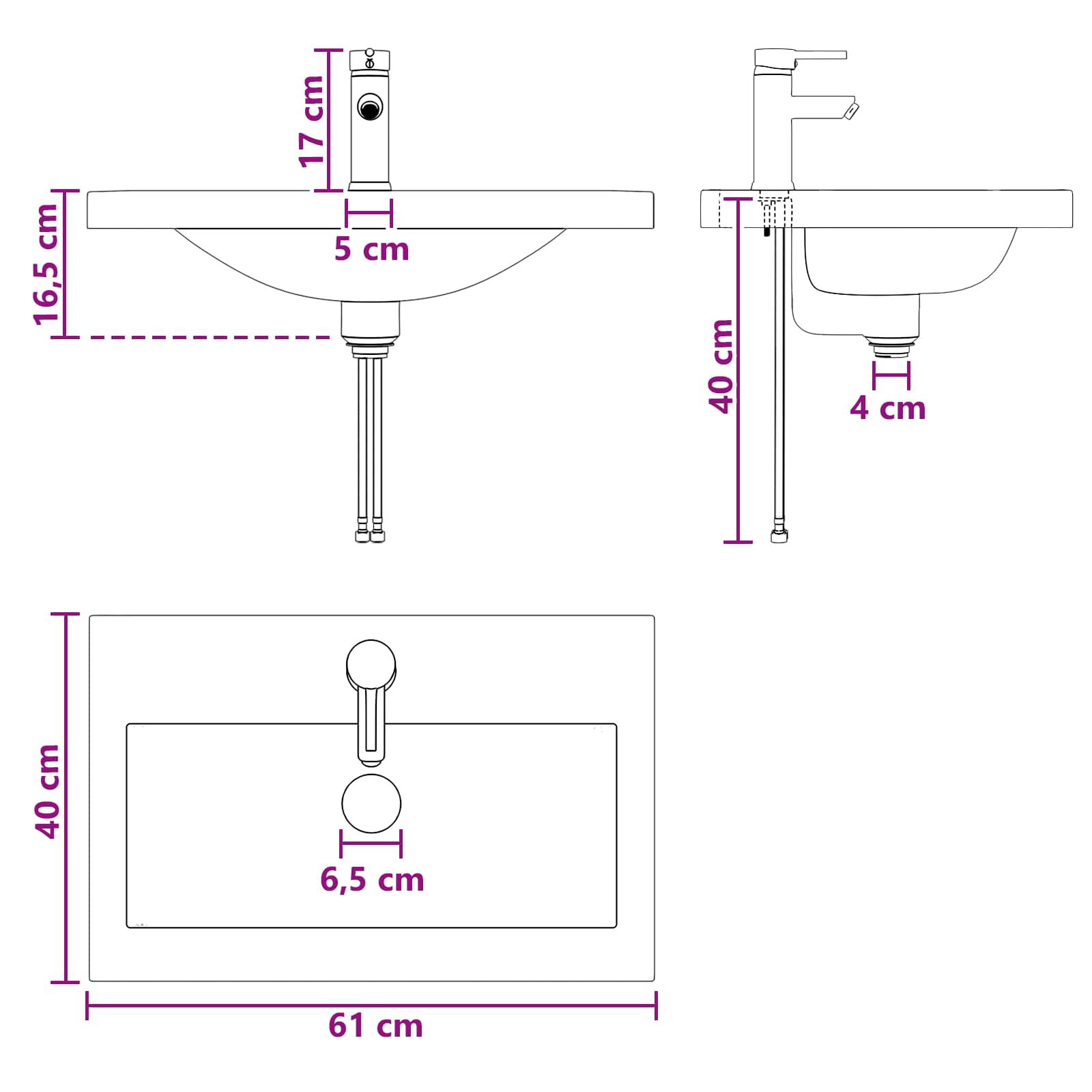 Set namještaja za kupaonicu Bijela 61 x 40 x 84,5 cm