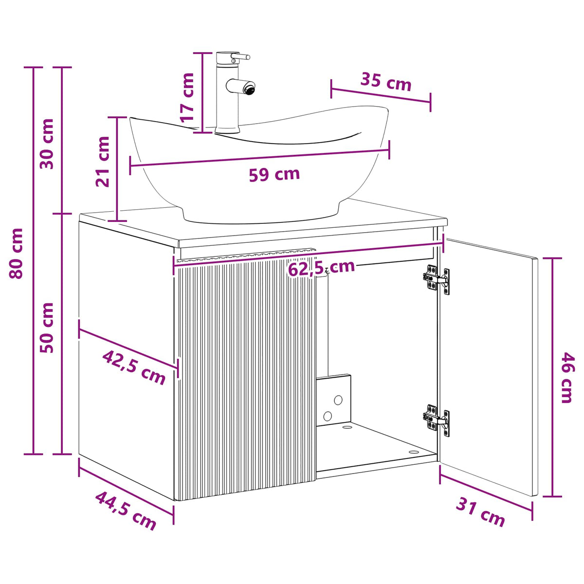 Set namještaja za kupaonicu Bijela visokog sjaja 62,5 x 44,5 x 50 cm
