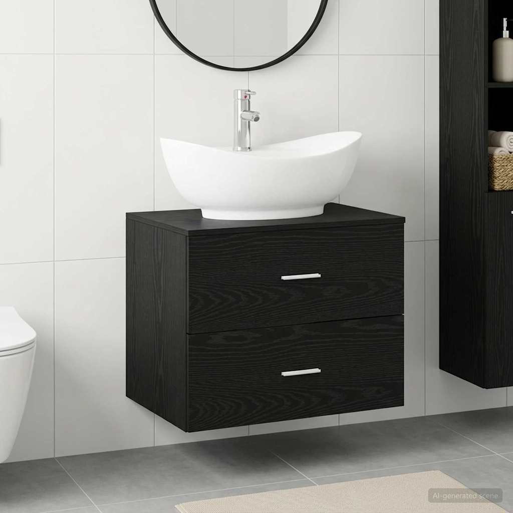 Set namještaja za kupaonicu Crni hrast Konstruirano drvo Crna 62,5 x 44,5 x 50 cm