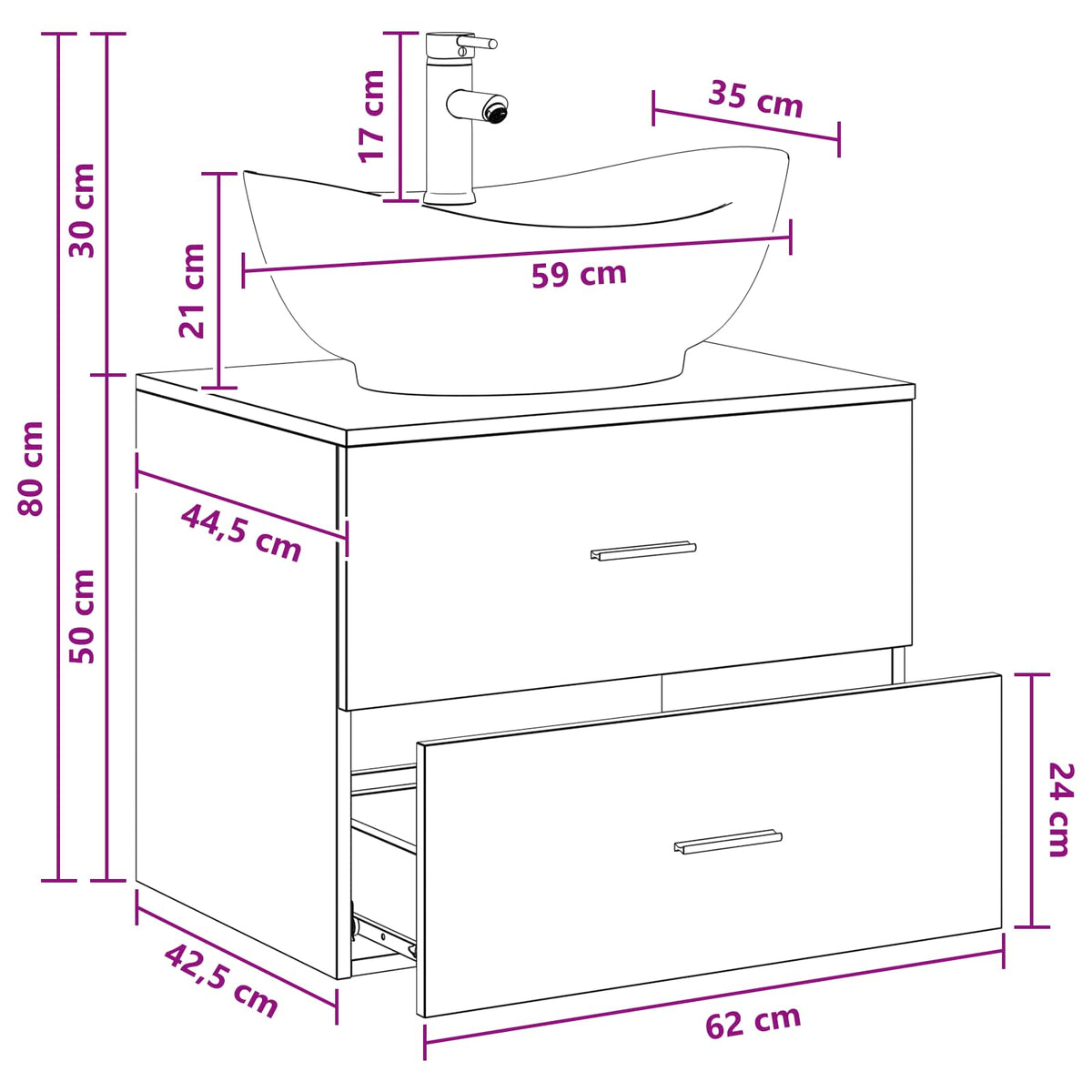 Set namještaja za kupaonicu Crni hrast Konstruirano drvo Crna 62,5 x 44,5 x 50 cm