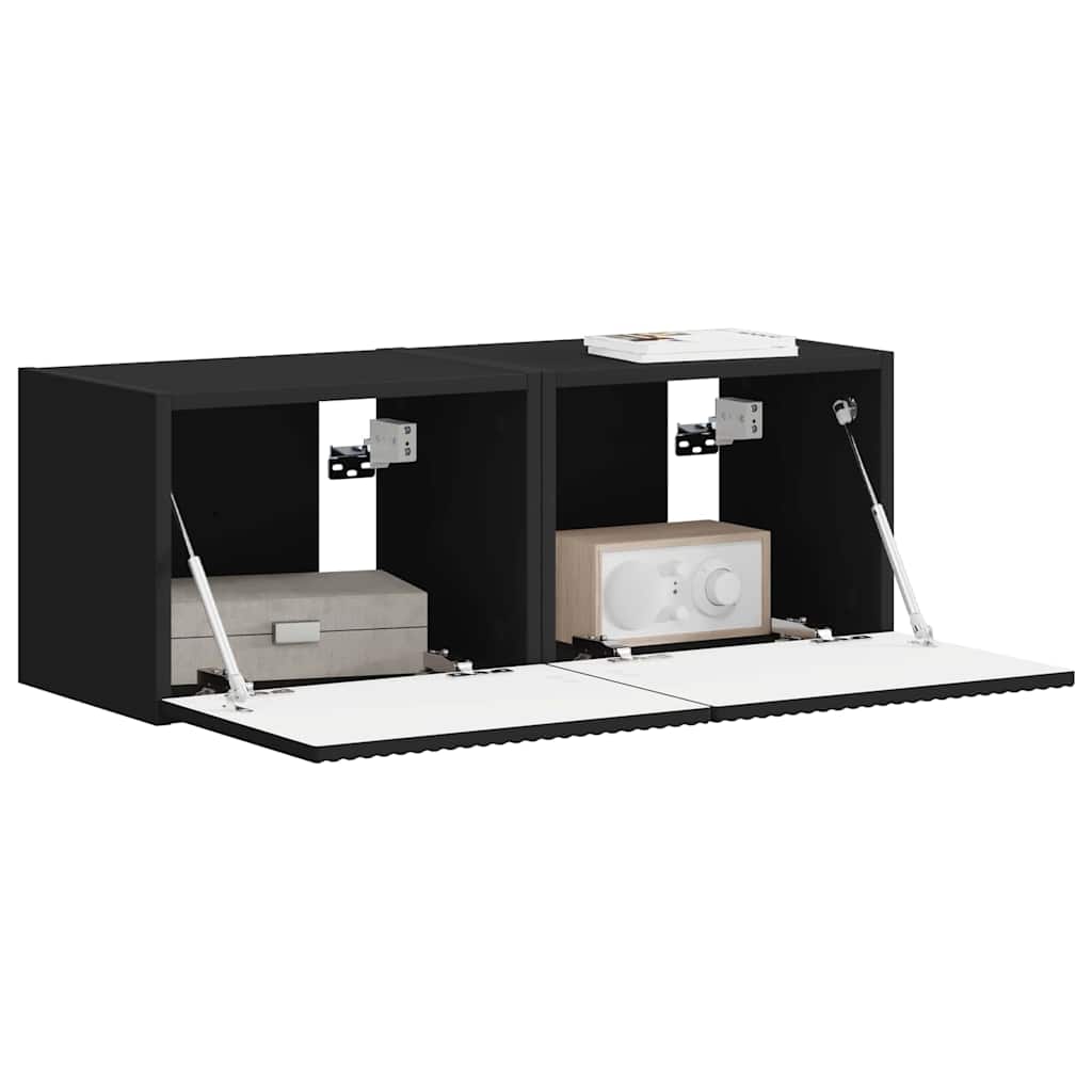 TV zidni ormar 2 pcs Crna 39 x 31 x 29,5 cm Konstruirano drvo