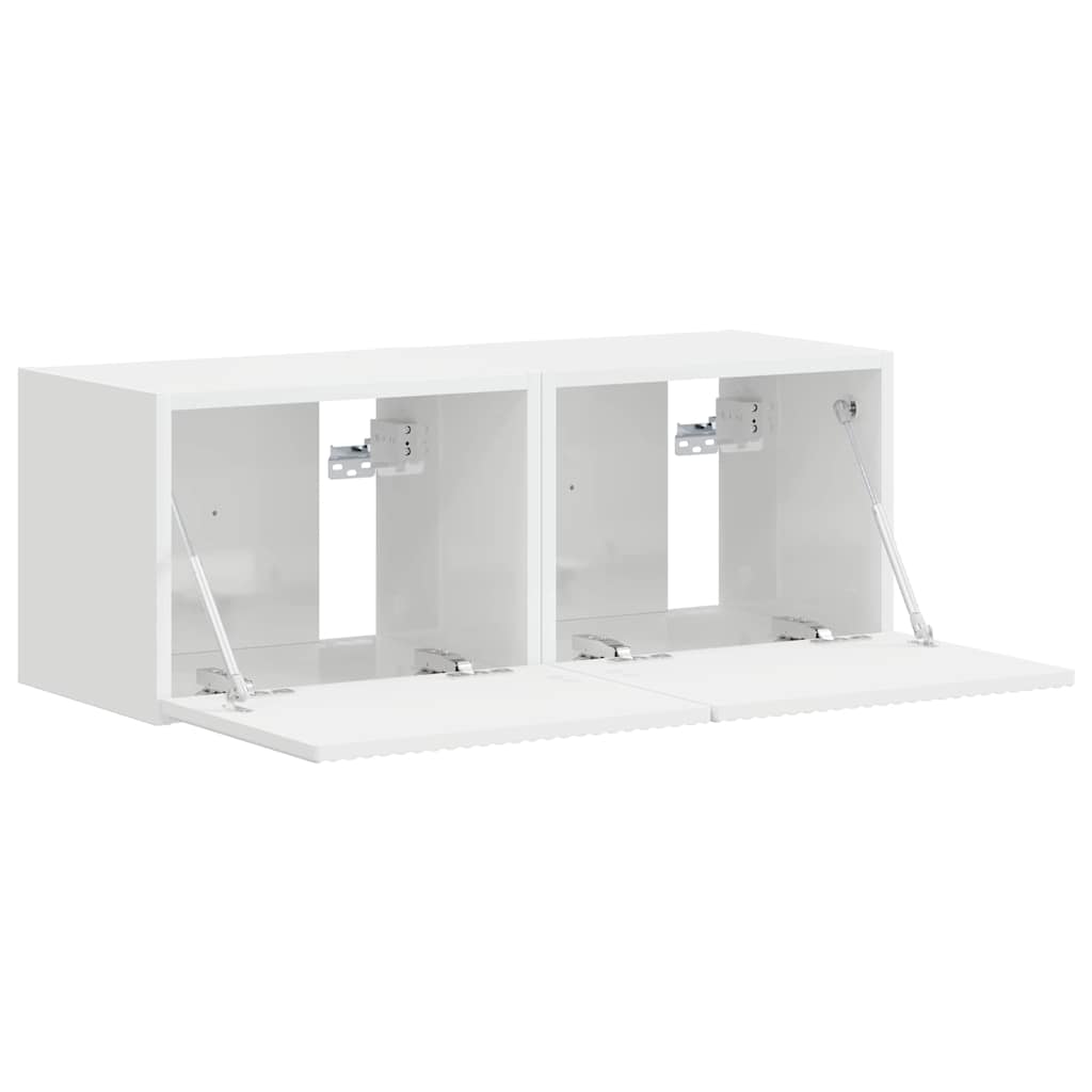TV zidni ormar Zidne 2 pcs Sjajno bijelo 39 x 31 x 29,5 cm
