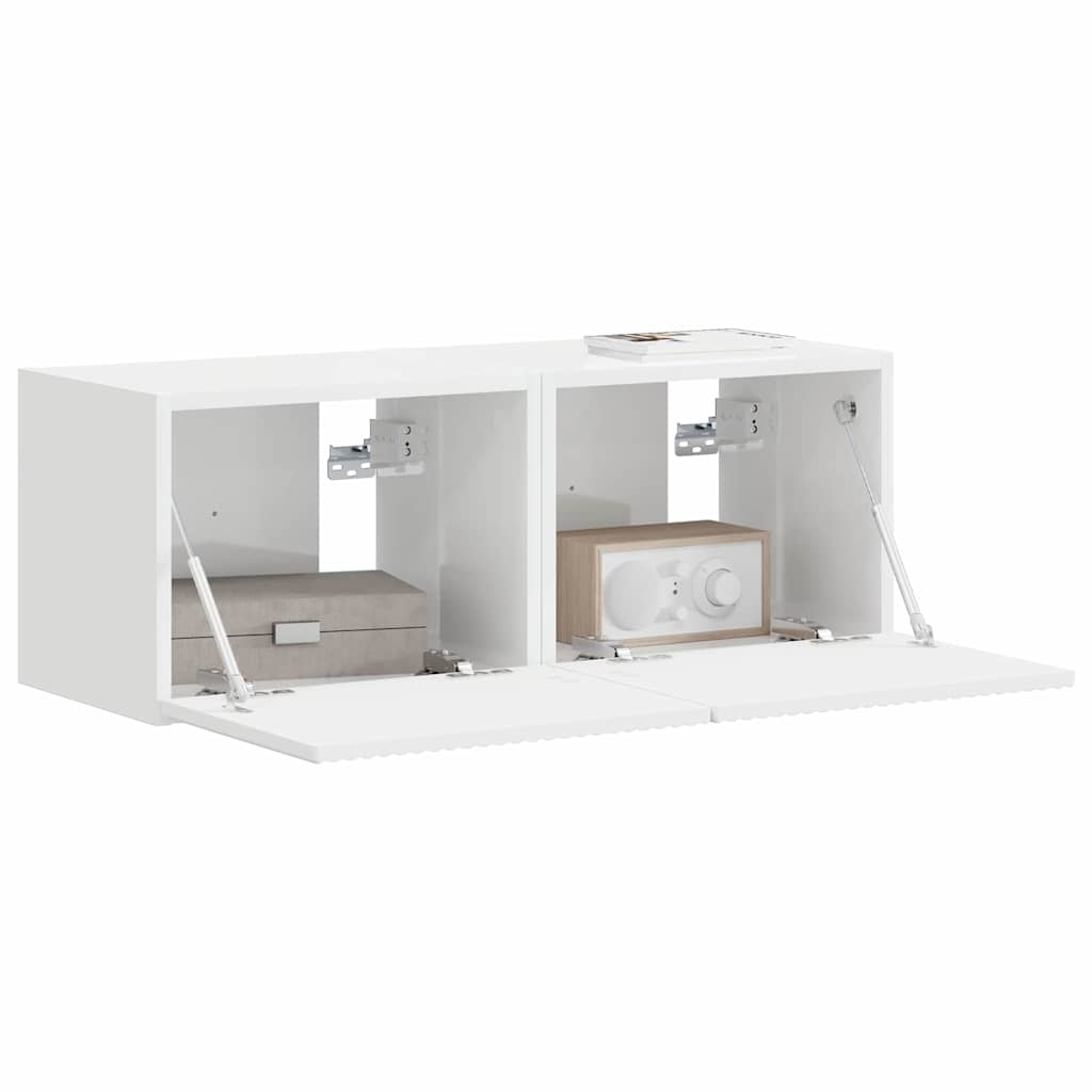 TV zidni ormar Zidne 2 pcs Sjajno bijelo 39 x 31 x 29,5 cm