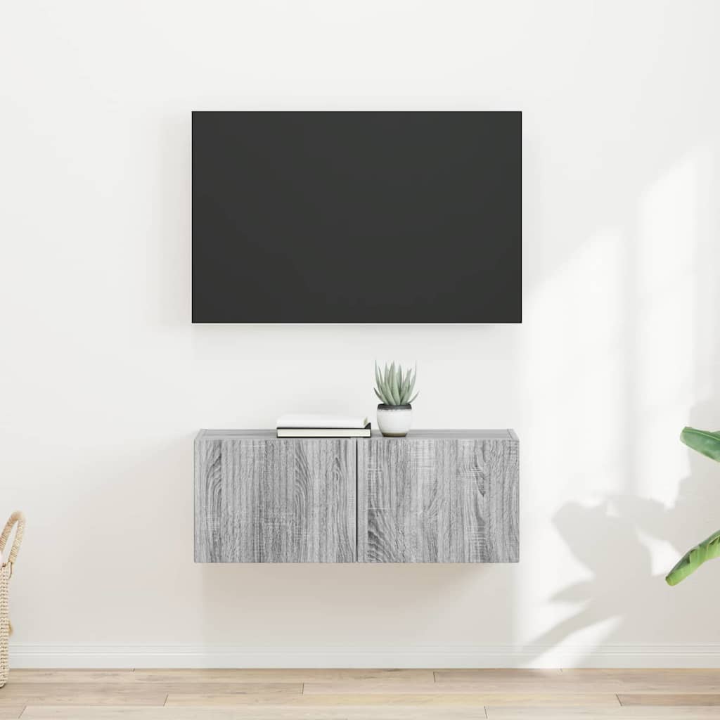 TV zidni ormar Zidne 2 pcs Siva Sonoma 39 x 31 x 29,5 cm