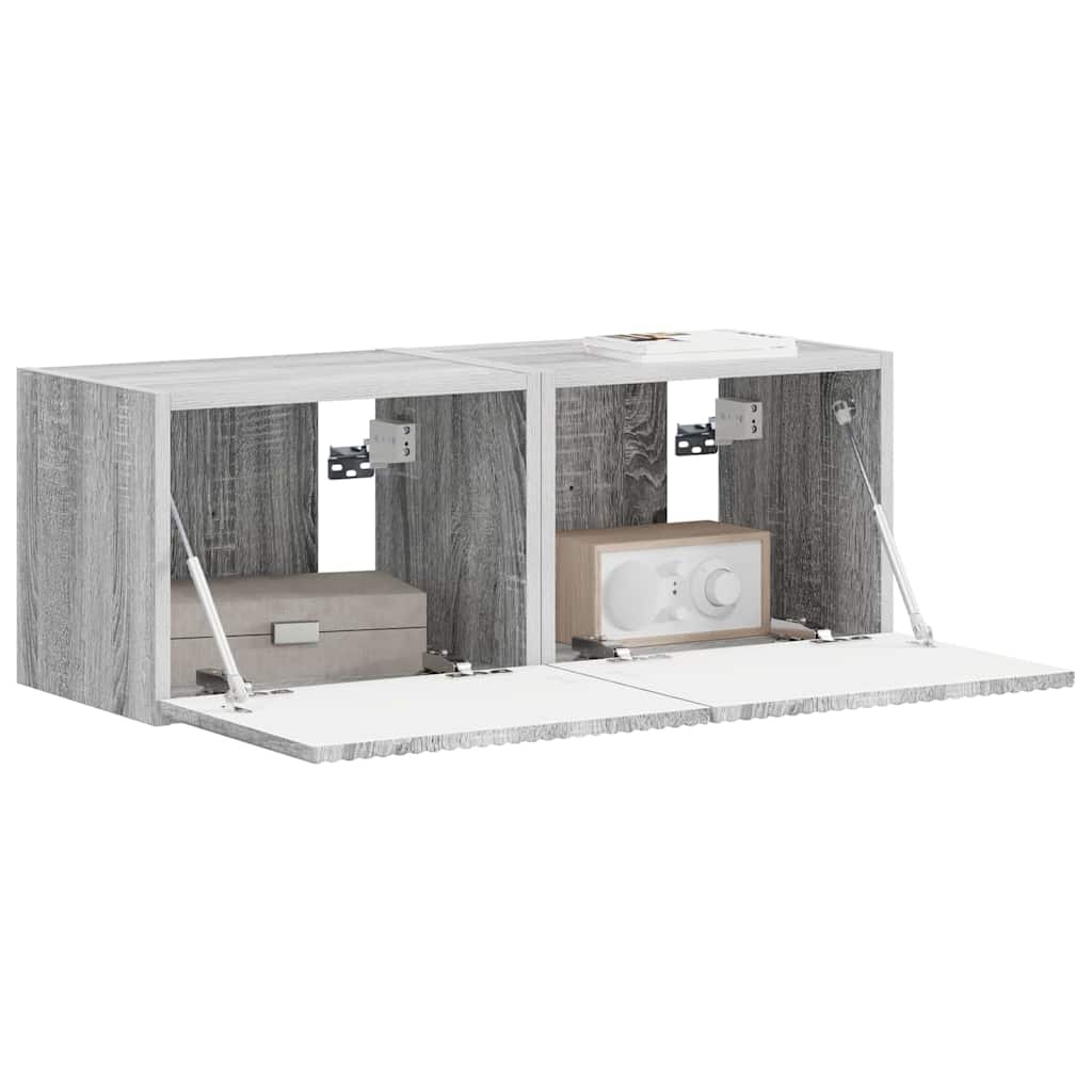 TV zidni ormar Zidne 2 pcs Siva Sonoma 39 x 31 x 29,5 cm