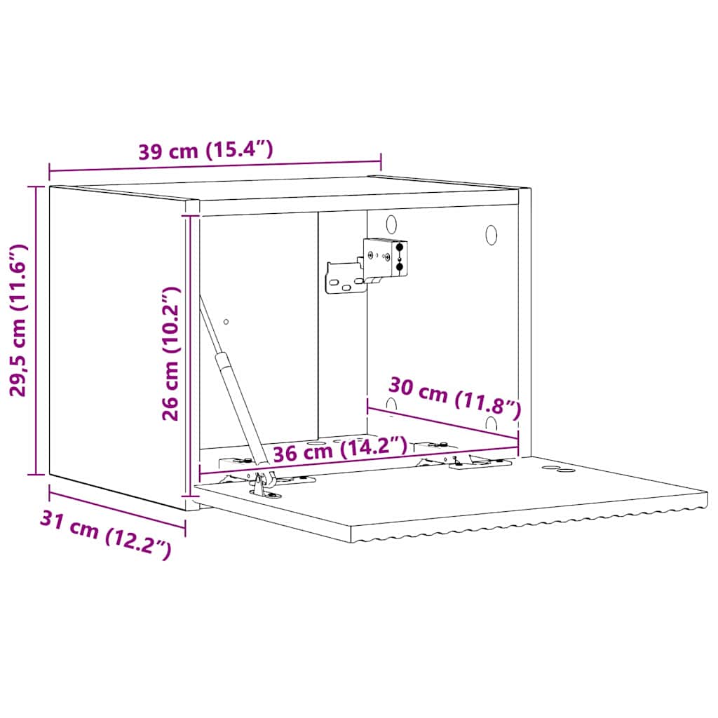 TV zidni ormar Zidne 2 pcs Siva Sonoma 39 x 31 x 29,5 cm