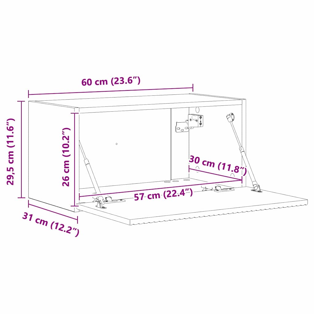 TV zidni ormar Zidne 2 pcs Dimljeni hrast 60 x 31 x 29,5 cm