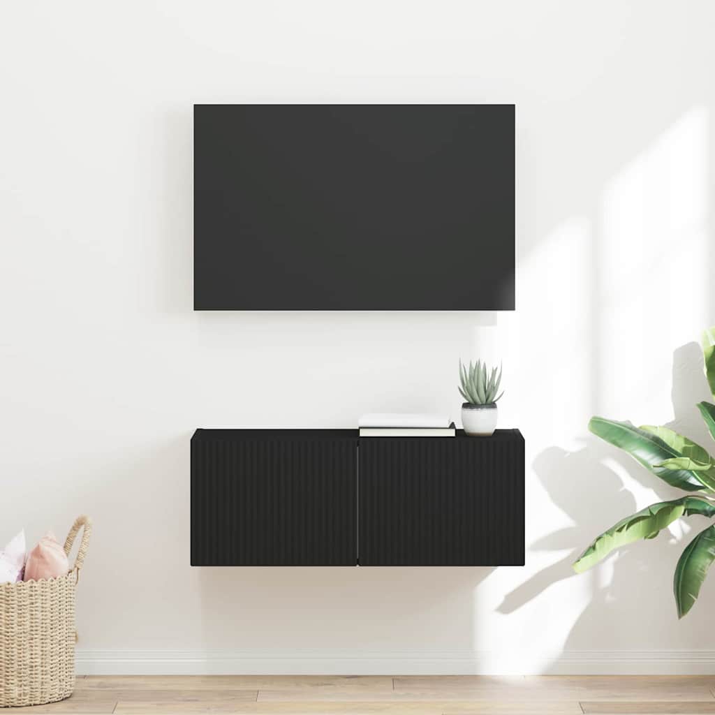 TV zidni ormar Zidne Crna 78,5 x 31 x 29,5 cm Konstruirano drvo
