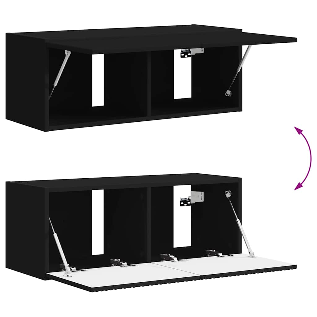 TV zidni ormar Zidne Crna 78,5 x 31 x 29,5 cm Konstruirano drvo