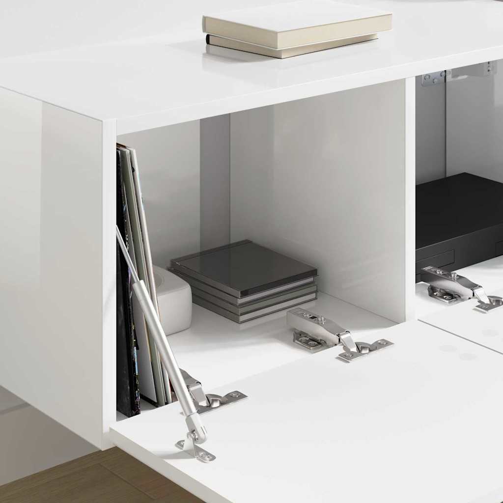 TV zidni ormar Zidne 2 pcs Sjajno bijelo 78,5 x 31 x 29,5 cm