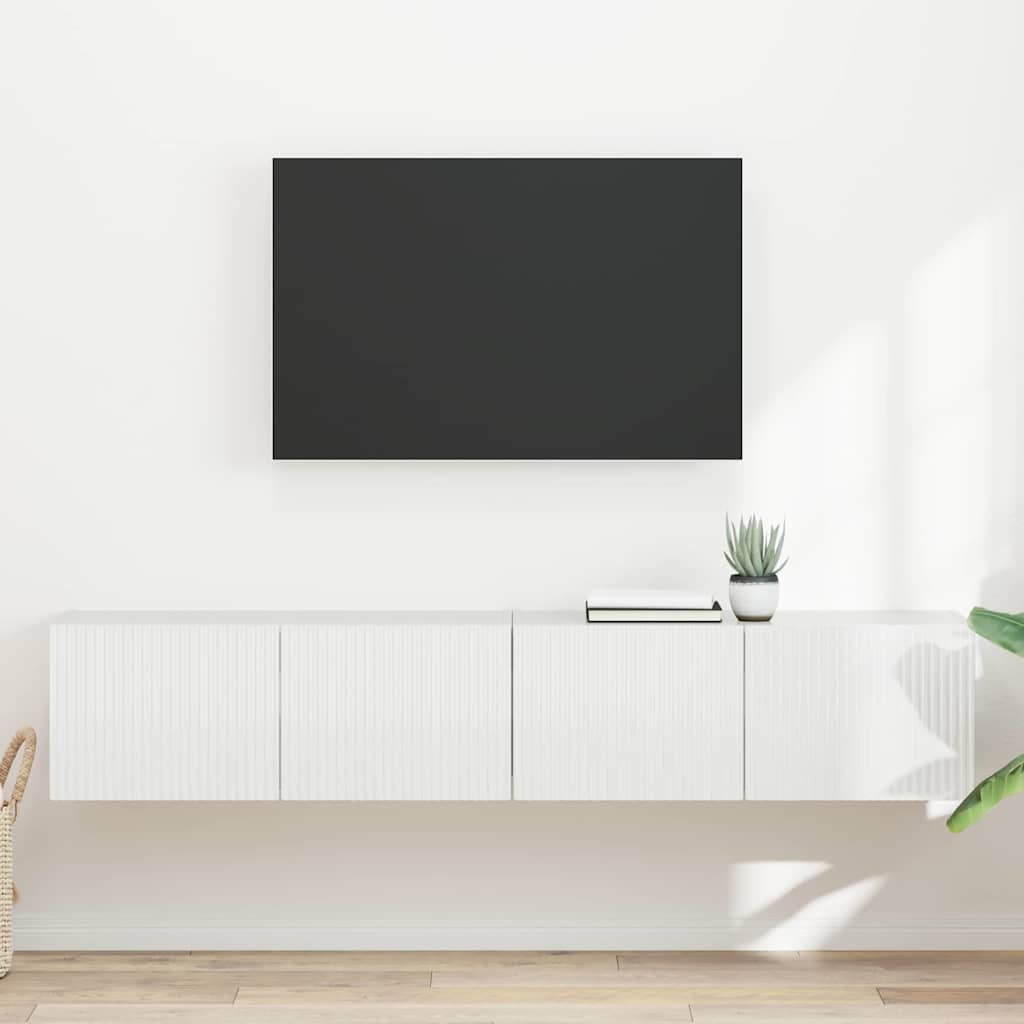 TV zidni ormar Zidne 2 pcs Sjajno bijelo 78,5 x 31 x 29,5 cm