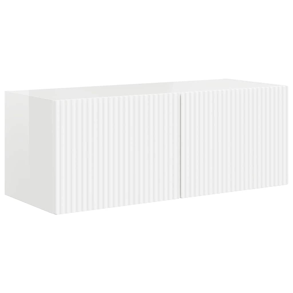 TV zidni ormar Zidne 2 pcs Sjajno bijelo 78,5 x 31 x 29,5 cm